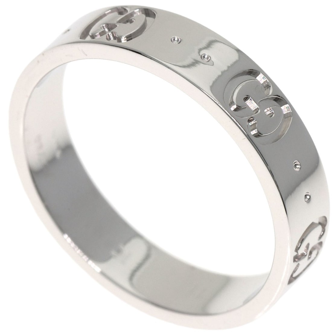 Gucci Icon # 11 Ring K18 White Gold: Gucci Icon # 11 Ring K18 White Gold K18 White Gold craftsmanship shines in this sleek Gucci Icon #11 Ring, featuring a striking silver metal exterior and purity of 18k. The ring's simplicity belies