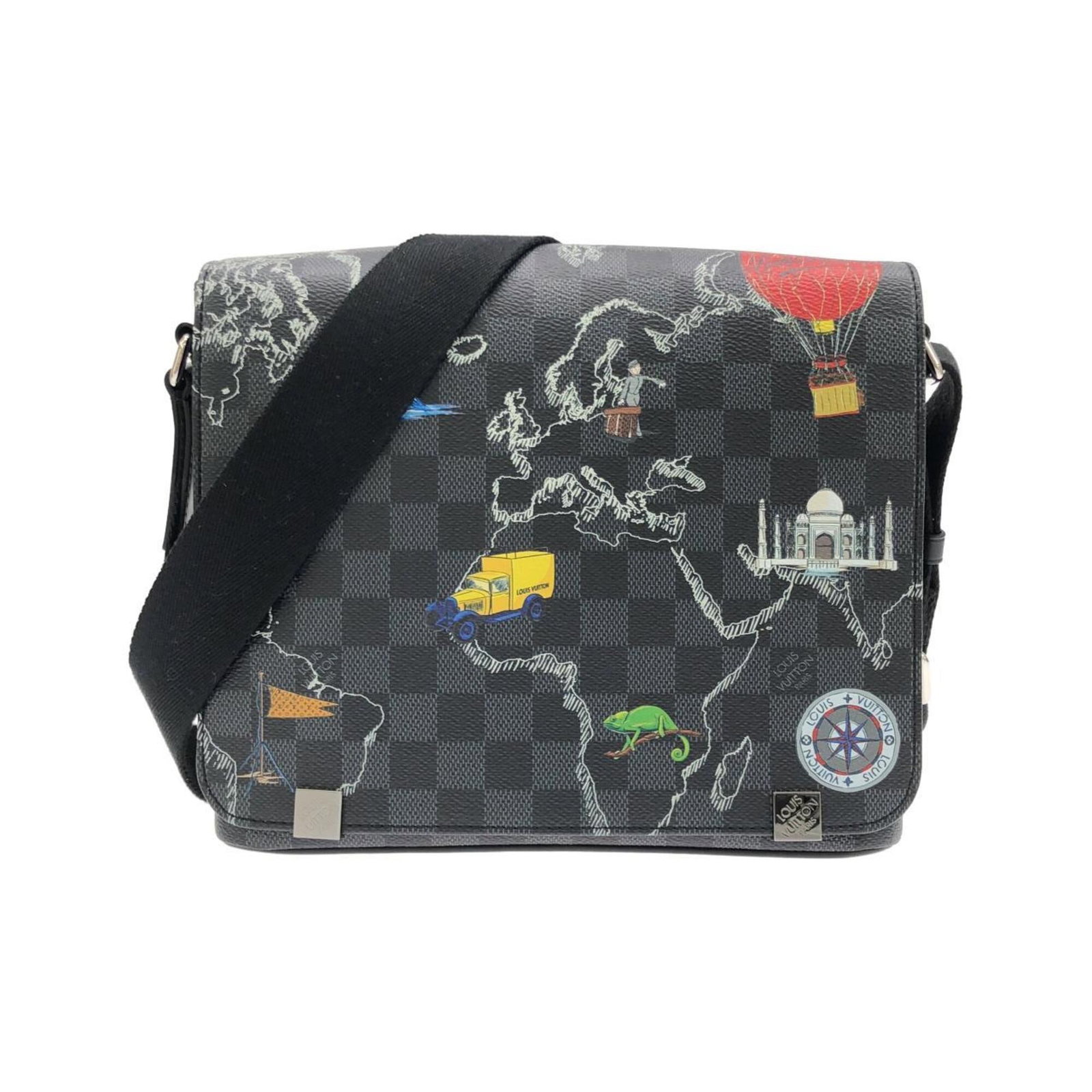Canvas Coated Louis Vuitton Bag Shoulder: Canvas Coated Louis Vuitton Bag Shoulder Canvas Coated Louis Vuitton Bag Shoulder is a stylish shoulder bag with a coated canvas material and silver hardware in a graphite color. Measuring 21.5cm x