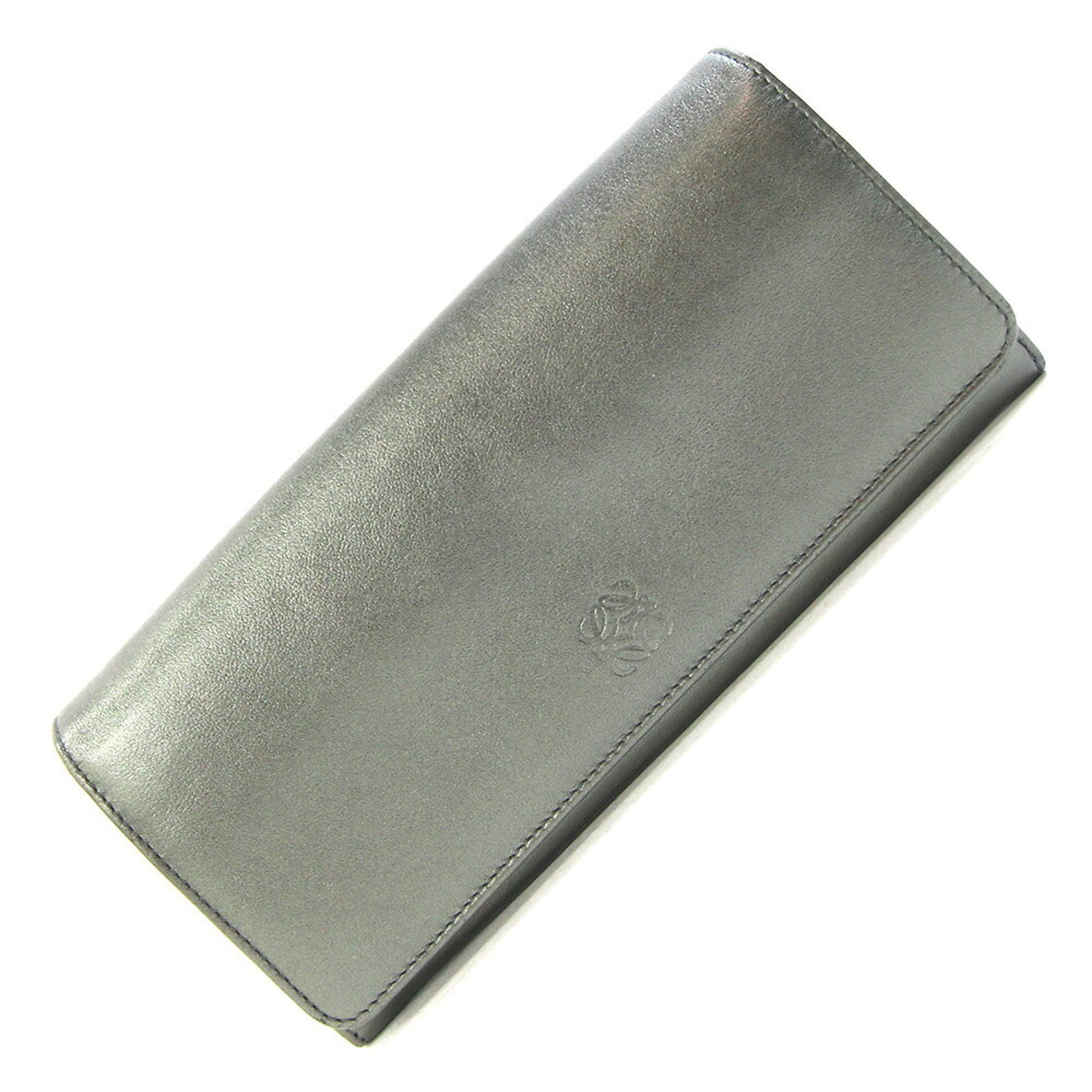 Leather Bi Fold Long Wallet: Leather Bi Fold Long Wallet Metallic green leather bi-fold long wallet with a sleek, compact design. Perfect for everyday carry, its 19cm length and 9cm width provide ample space for cards and cash.
