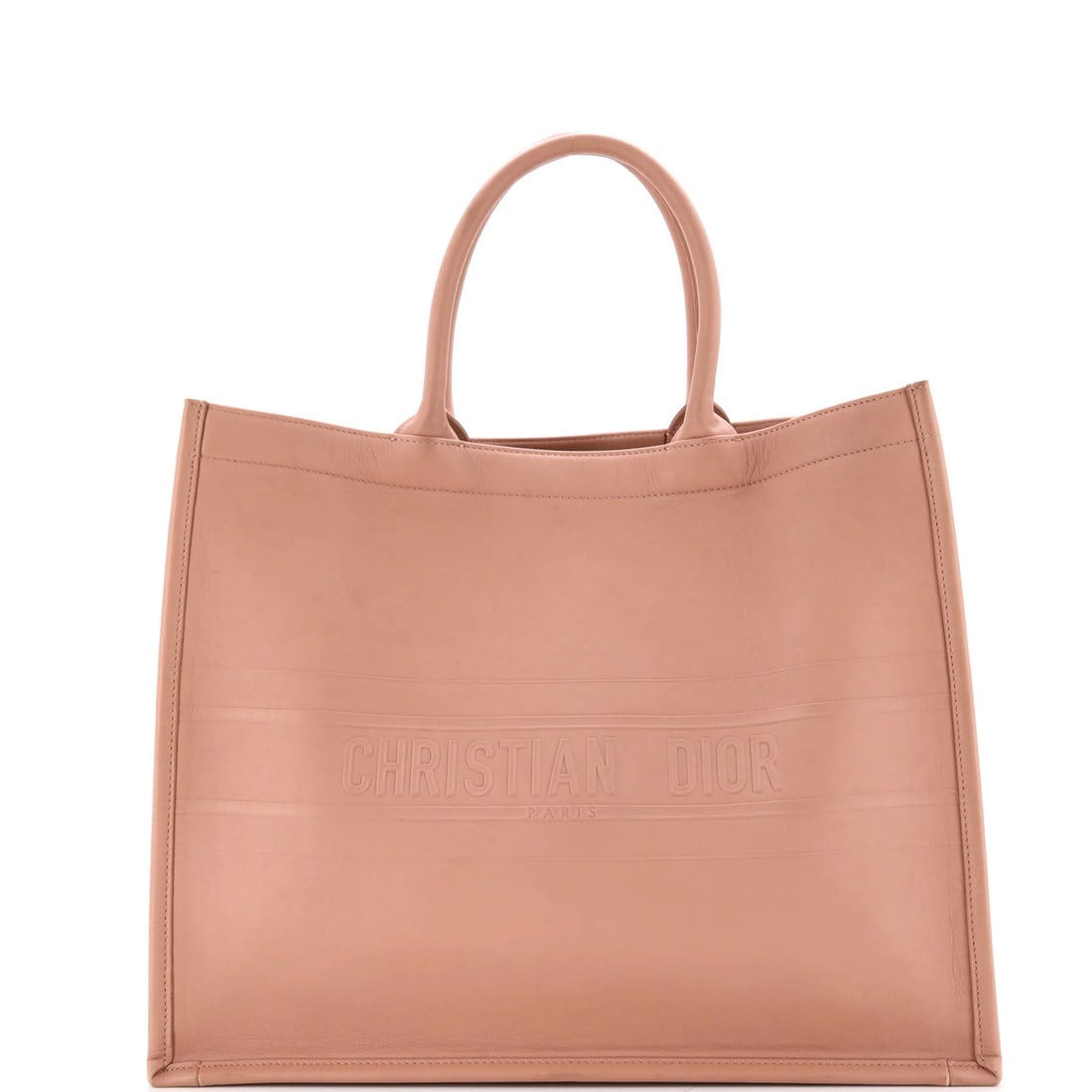 Dior Christian Embossed Leather Large Book Tote: Dior Christian Embossed Leather Large Book Tote Large Christian Dior Embossed Leather Book Tote in Neutral Color. This spacious tote features a classic design with Christian Dior's signature embossed