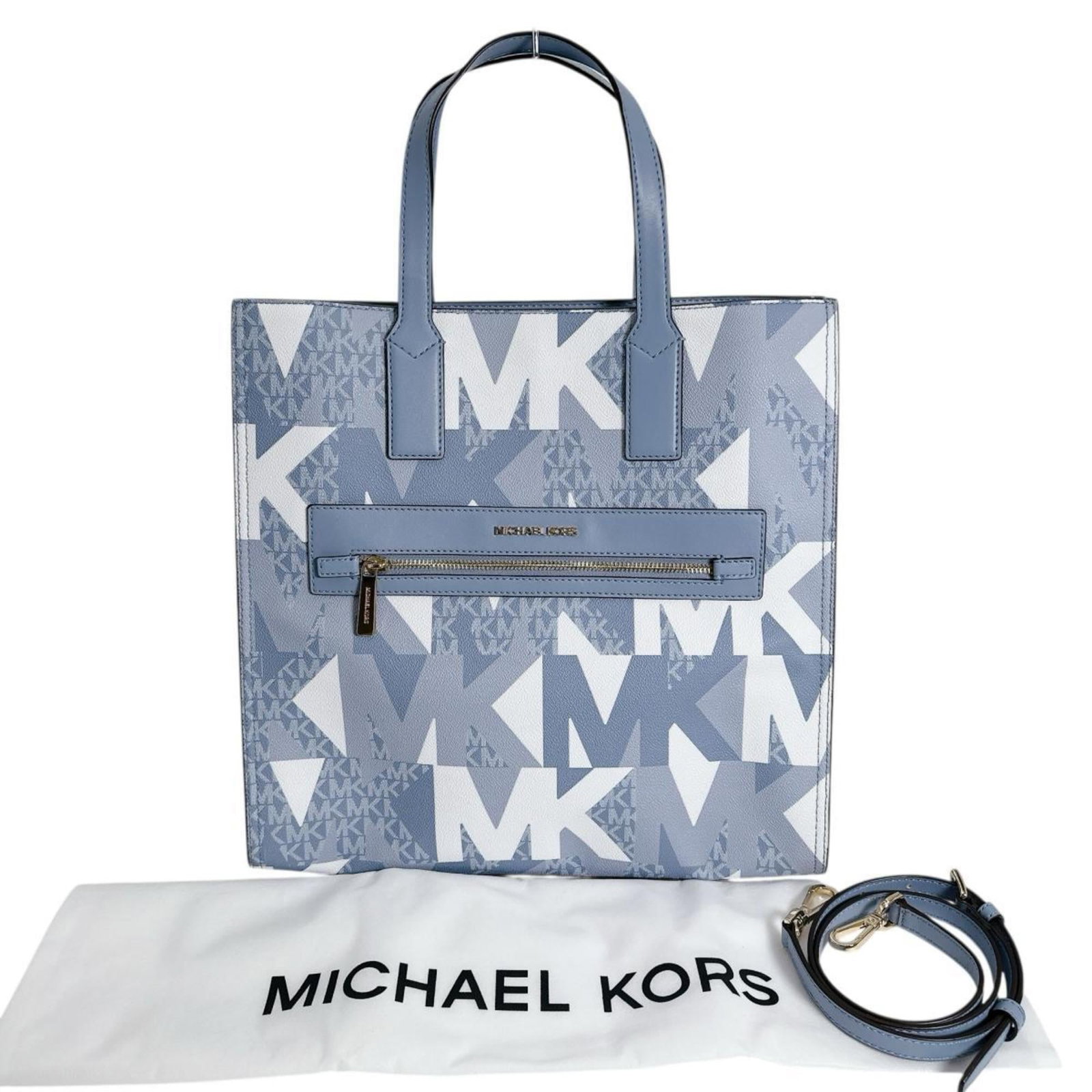 Kors Michael Leather Tote Bag Shoulder: Kors Michael Leather Tote Bag Shoulder Blue leather shoulder tote bag with a classic design, measuring 27cm x 38cm x 15cm. Made from high-quality leather, this stylish bag features a timeless look