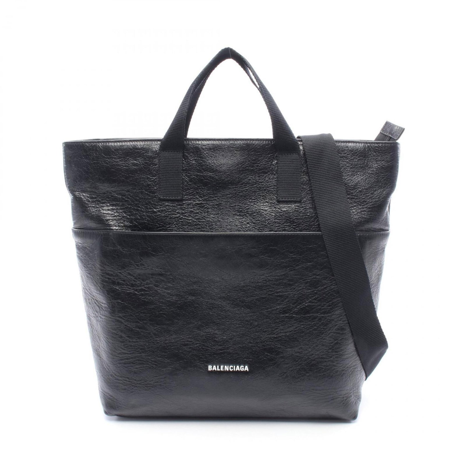 Balenciaga Handbag Tote Bag Leather: Balenciaga Handbag Tote Bag Leather Black and White Leather Tote Bag from Balenciaga. Made from high-quality leather, this stylish tote measures 38cm x 34cm x 11cm. A classic design with clean lines