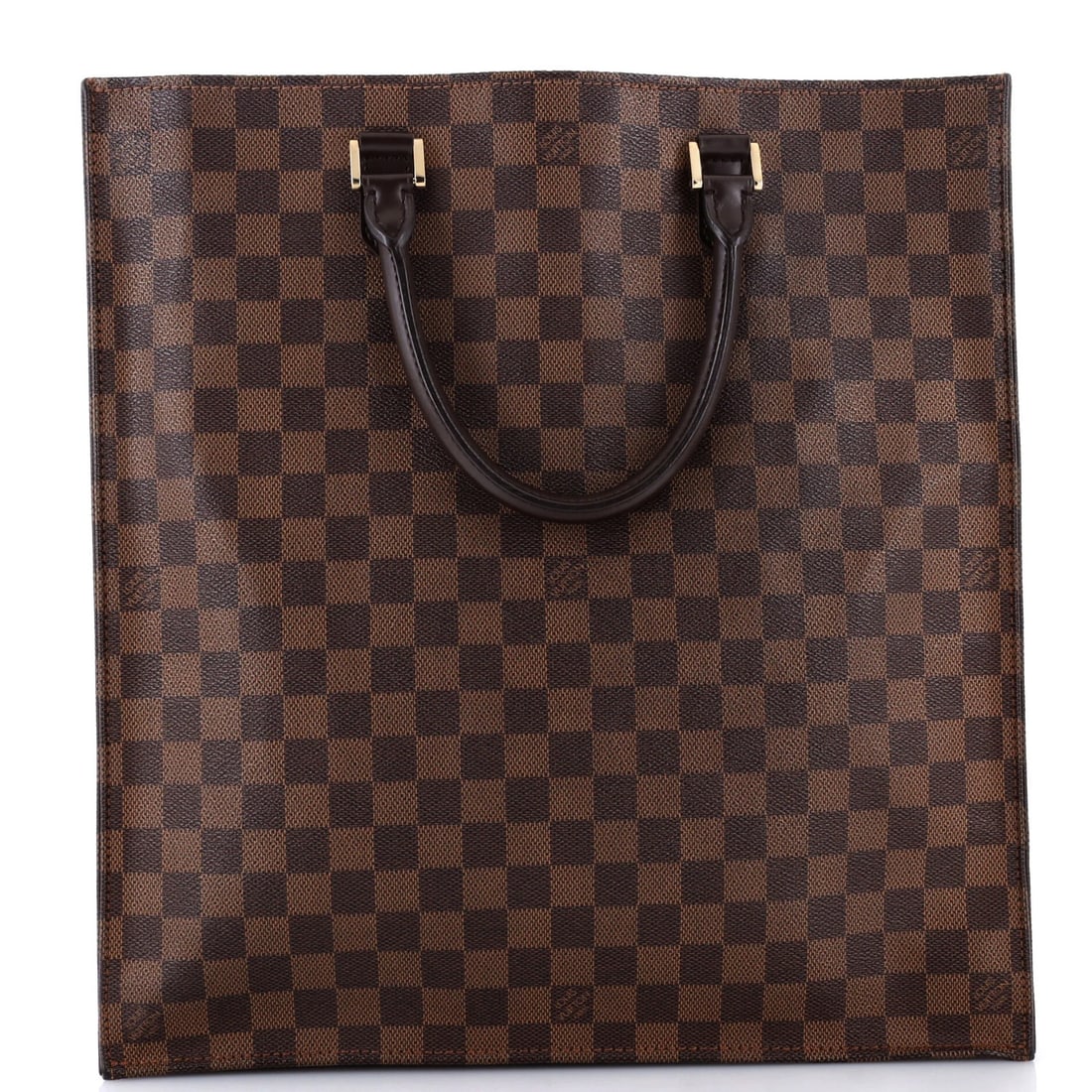 Sac Plat Damier Louis Vuitton: Sac Plat Damier Louis Vuitton The Sac Plat Damier Louis Vuitton is a classic tote bag with a distinctive Damier pattern, featuring a brown canvas exterior and red microfiber interior. With its sturdy 