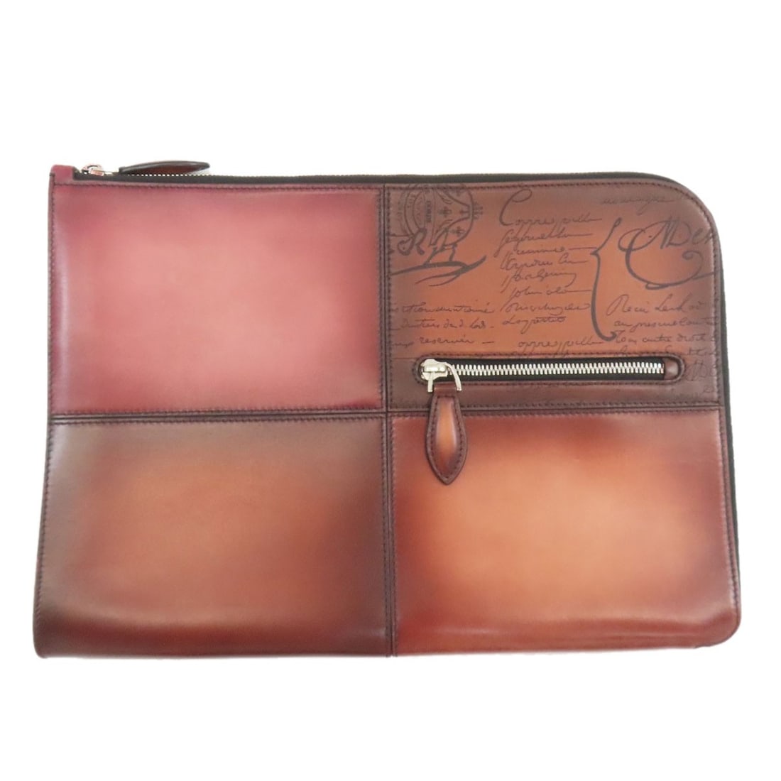 Calf Bag Clutch Calligraphy Berluti Nino Tgm: Calf Bag Clutch Calligraphy Berluti Nino Tgm Berluti's Calf Bag Clutch is a stylish accessory featuring a brown exterior made from high-quality calf material. The bag's design showcases its
