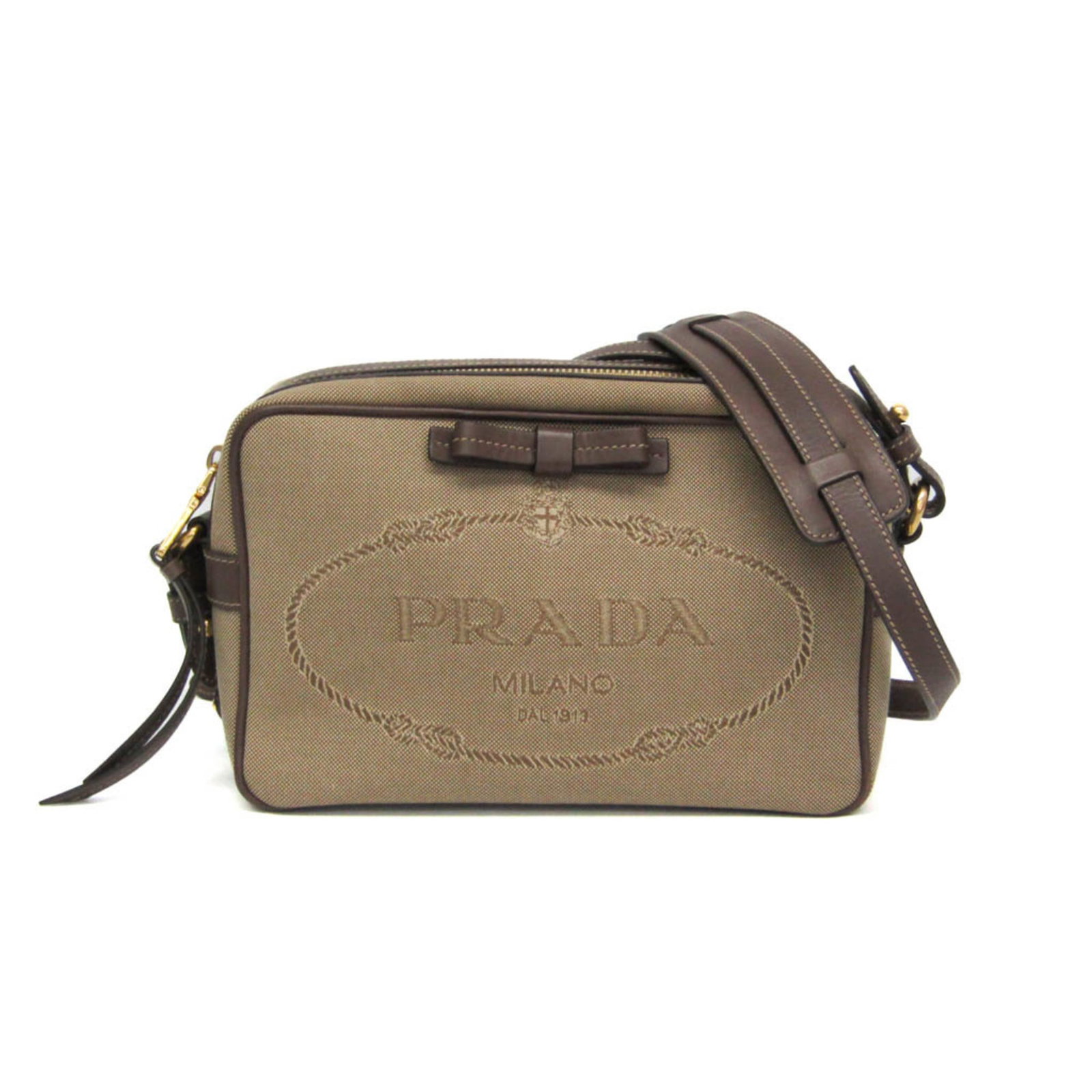 Jacquard Leather Prada Bag: Jacquard Leather Prada Bag Jacquard Leather Prada Bag - A Statement Piece with Sophisticated Elegance. This LOGO JACQUARD 1BH089 shoulder bag boasts a striking combination of beige and brown hues,