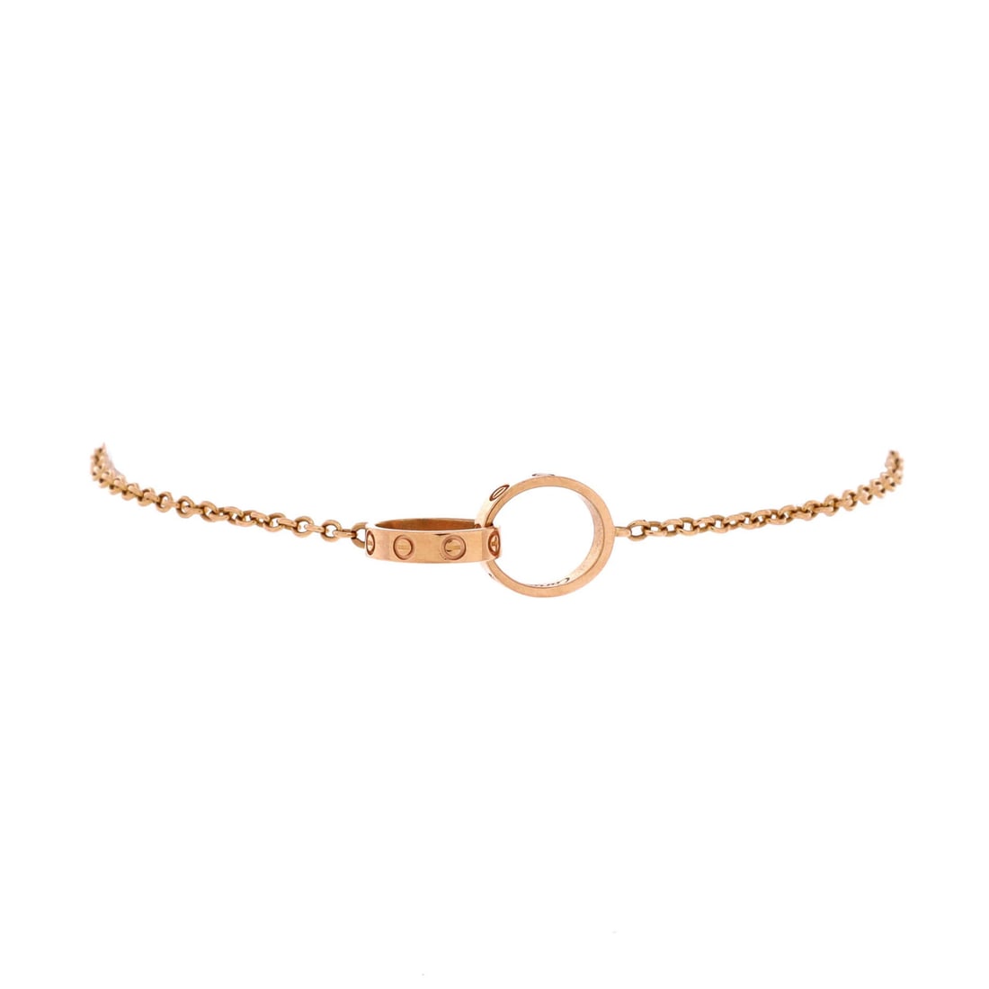 Cartier Love Interlocking Bracelet 18K Rose Gold: Cartier Love Interlocking Bracelet 18K Rose Gold 18K Rose Gold Cartier Love Interlocking Bracelet in Excellent Condition. This exquisite 18K rose gold bracelet features the iconic interlocking