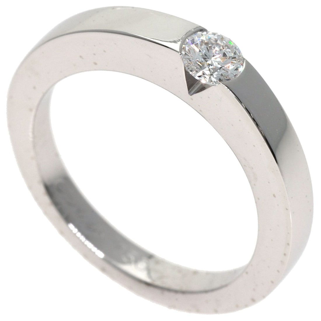 White Gold Diamond Ring K18 #50 Cartier: White Gold Diamond Ring K18 #50 Cartier K18 #50 Cartier features a stunning white gold diamond ring with a total carat weight of 0.21ct and a high-quality diamond as the main stone. The ring's silver