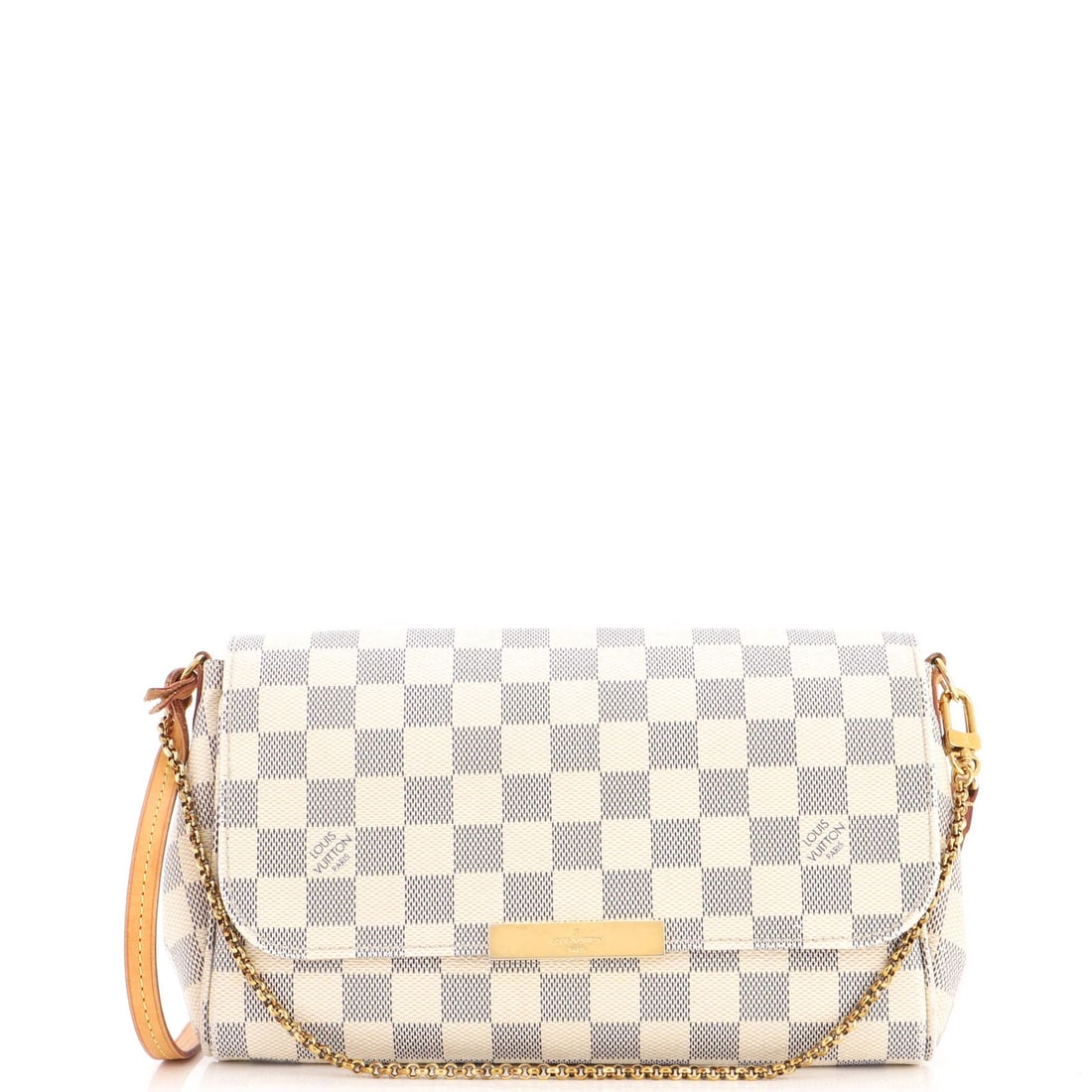 Louis Vuitton Favorite Handbag Damier MM: Louis Vuitton Favorite Handbag Damier MM The Louis Vuitton Favorite Handbag Damier MM is a stylish cross body bag with a classic design. Measuring 6.5" tall and 9.5" wide, this white canvas coated