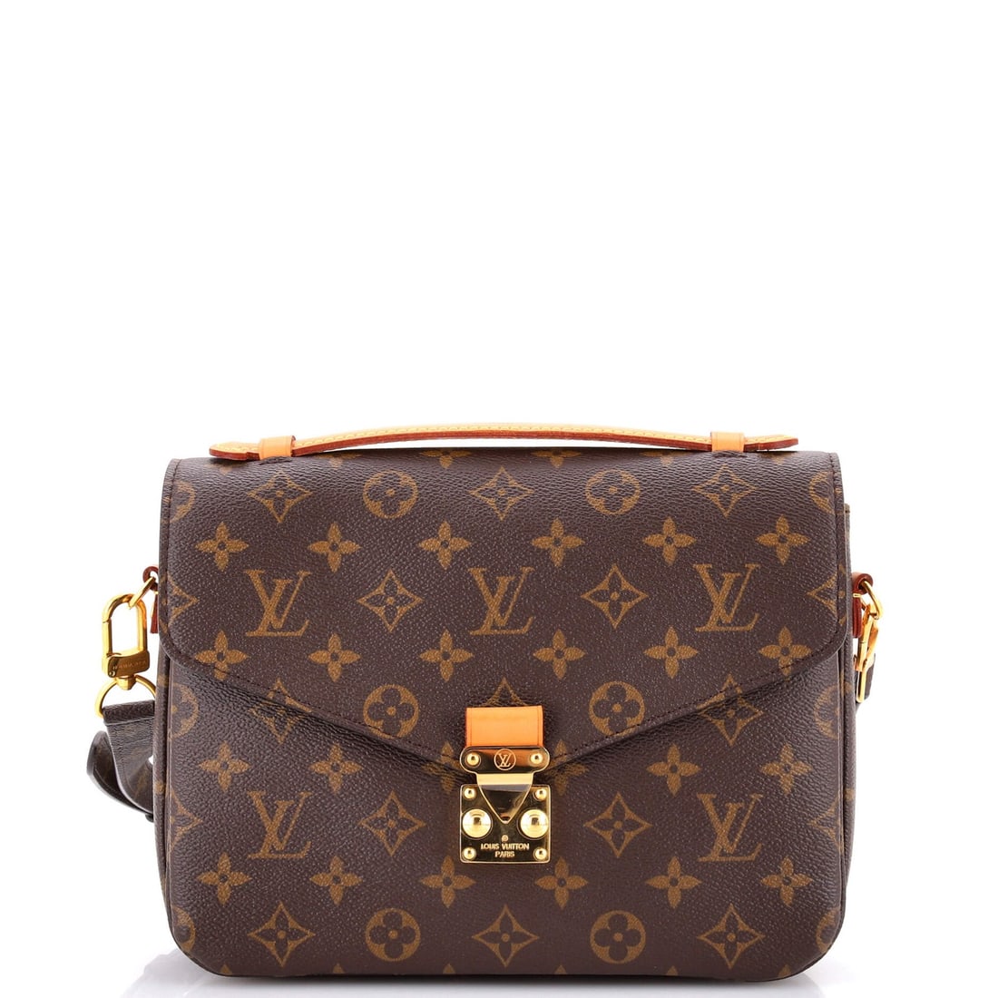 Canvas Monogram Pochette Louis Vuitton: Canvas Monogram Pochette Louis Vuitton Canvas Monogram Pochette Louis Vuitton in Brown with Gold Hardware. This classic messenger bag features a timeless design with a canvas exterior and microfiber