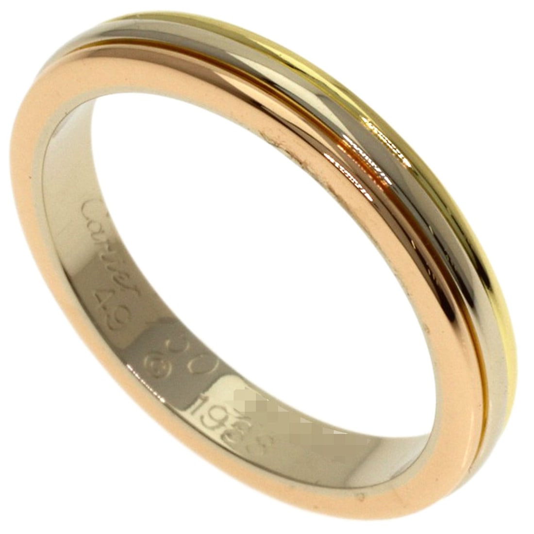 K18 Yellow Gold K18 White Gold Three Colors Cartier Ring # 49: K18 Yellow Gold K18 White Gold Three Colors Cartier Ring # 49 K18 Yellow Gold K18 White Gold Three Colors Cartier Ring # 49 is a unique piece featuring a striking three-color design in gold. The ring 