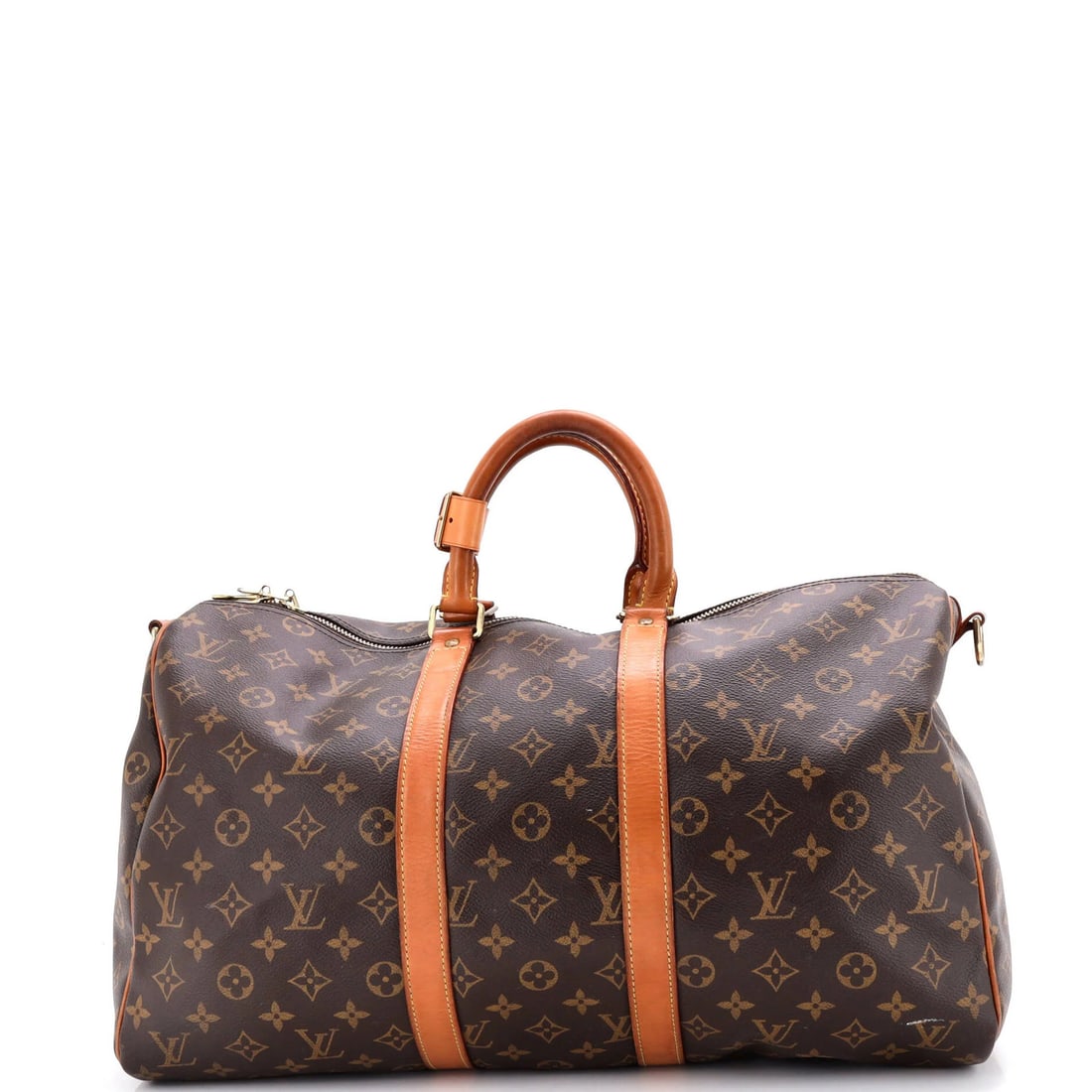 Monogram canvas bag Louis Vuitton 45 Keepall Bandouliere: Monogram canvas bag Louis Vuitton 45 Keepall Bandouliere Louis Vuitton's iconic 45 Keepall Bandouliere is a stylish and spacious canvas bag, boasting a classic brown exterior with a signature monogram