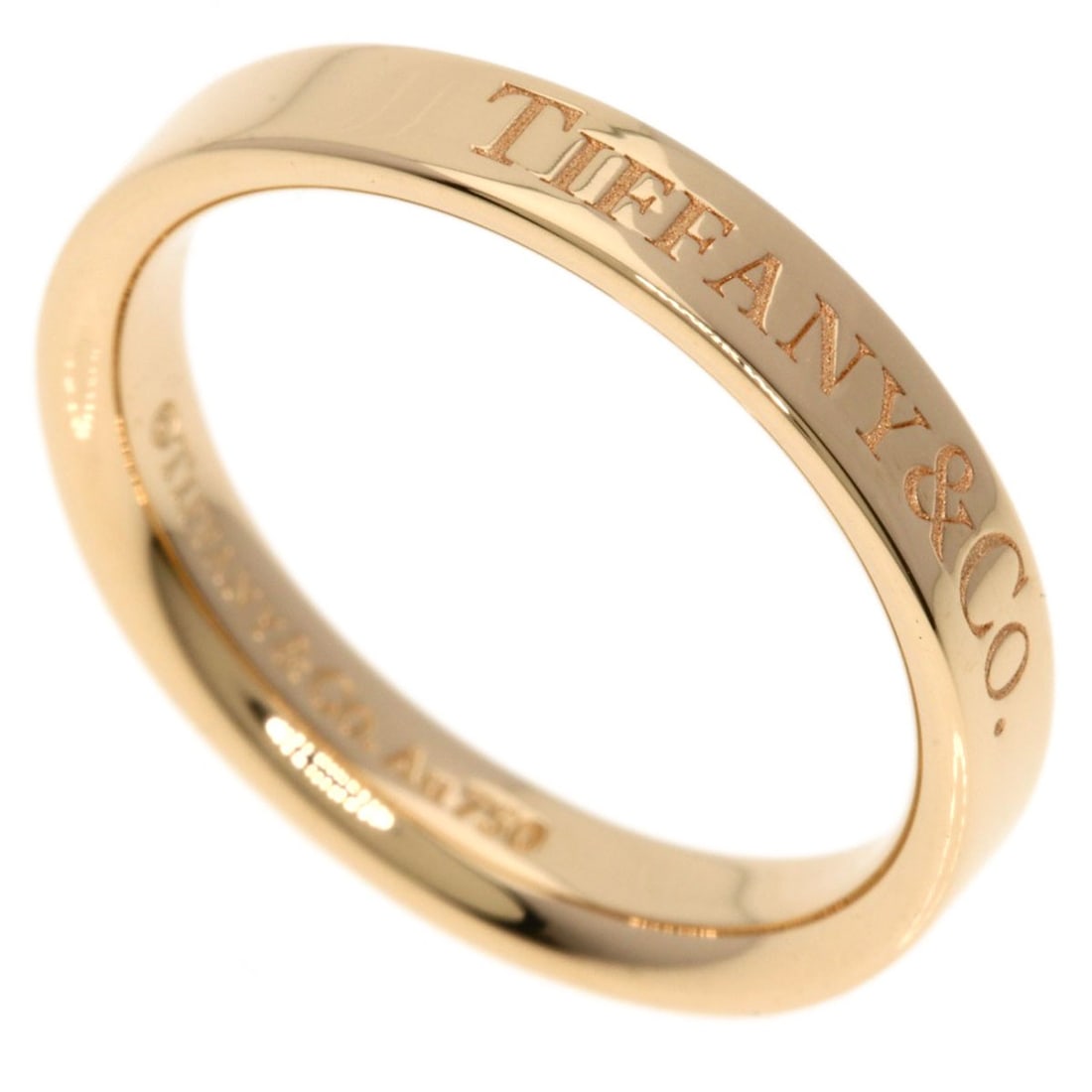 Flat Band Ring K18 Pink Gold Tiffany: Flat Band Ring K18 Pink Gold Tiffany K18 Pink Gold Tiffany flat band ring with a sleek, modern design. This ring features 18k pink gold metal and a ring size of 3.75(US), making it a versatile