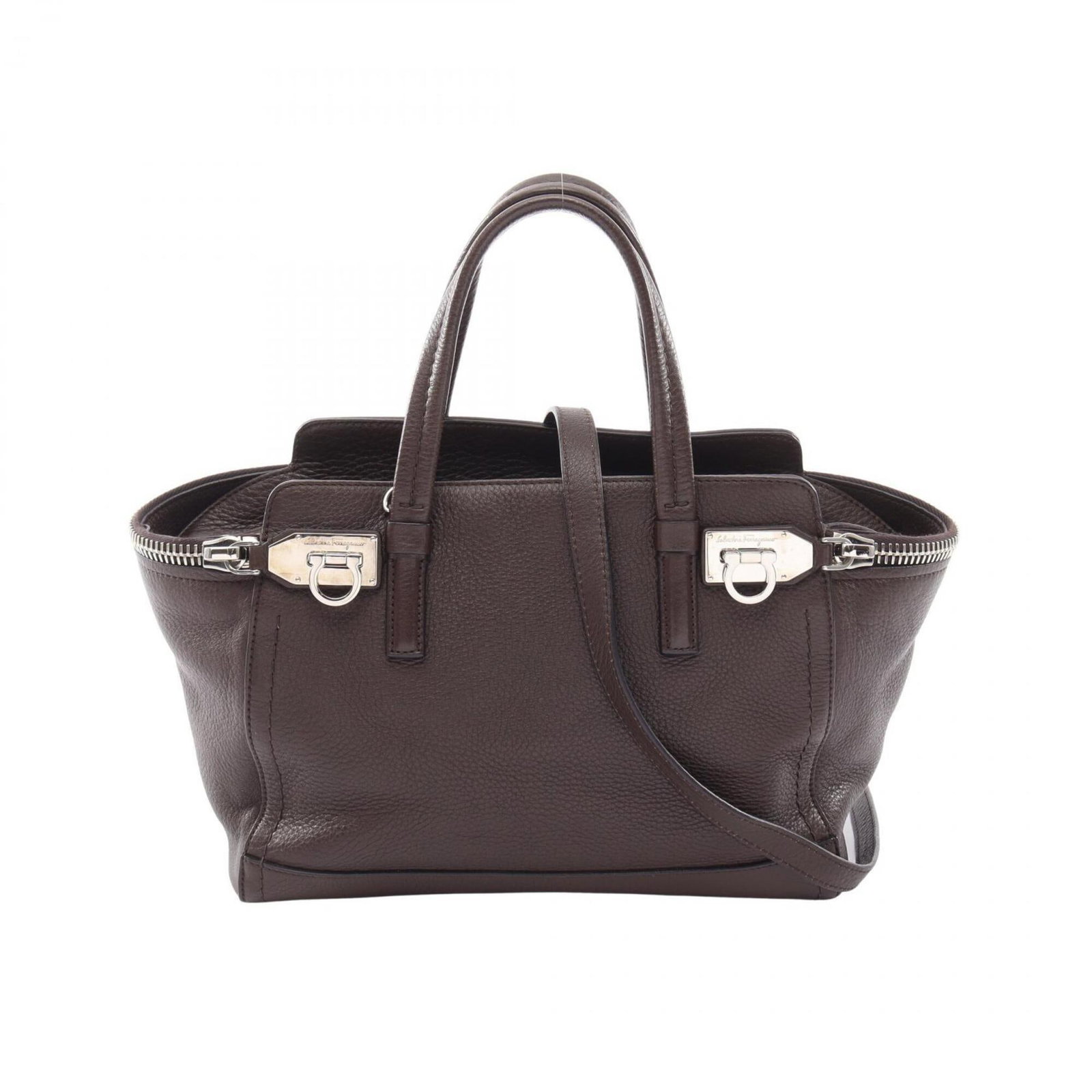 Salvatore Ferragamo Handbag Leather: Salvatore Ferragamo Handbag Leather Item Specifics: Brand: Salvatore Ferragamo Type: Handbag Material: Leather Color: Brown Gender: Women Size (HxWxD): 19.5cm x 25.5cm x 11cm / 7.67'' x 10.03'' x