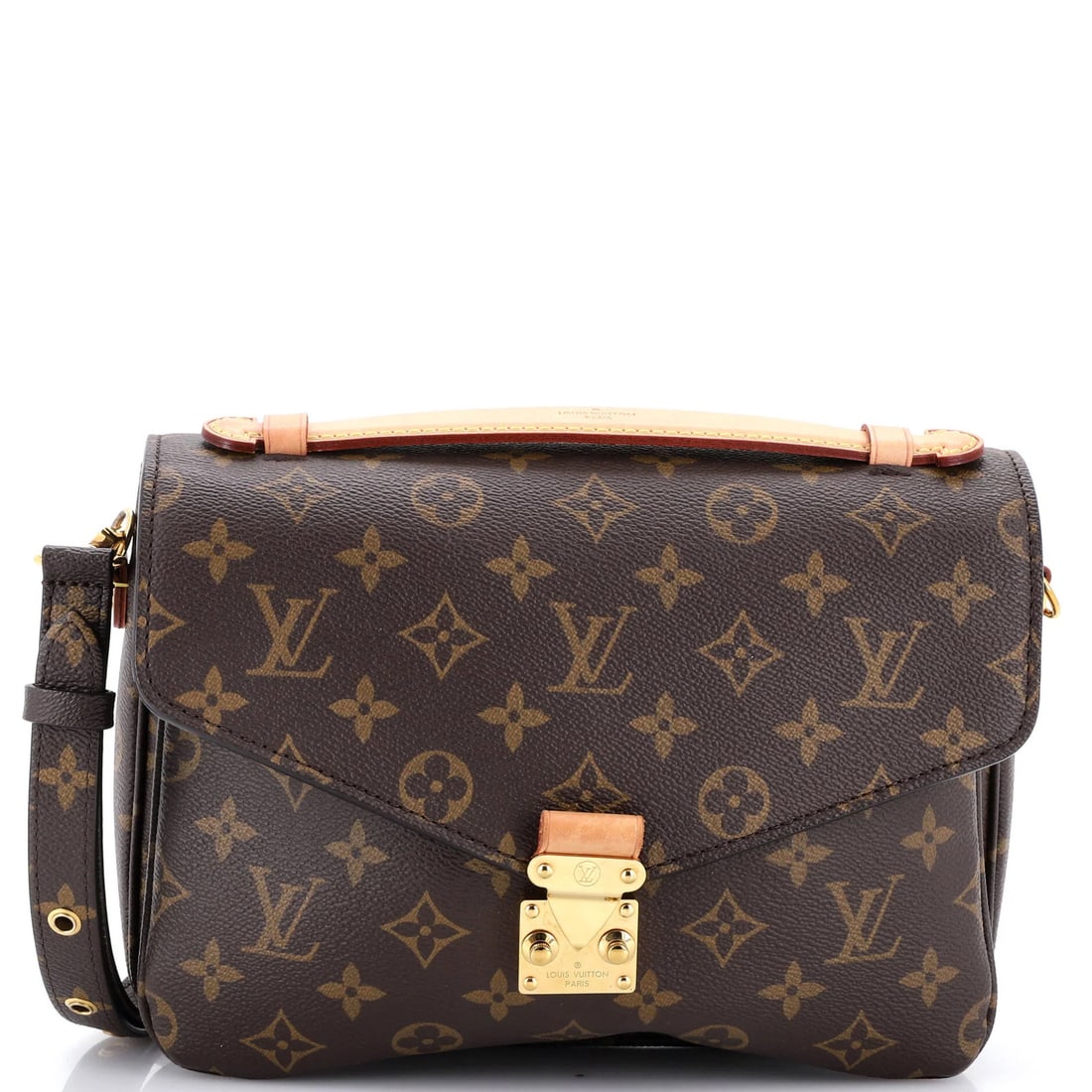 Canvas Monogram Pochette Louis Vuitton: Canvas Monogram Pochette Louis Vuitton This Louis Vuitton Pochette Metis Monogram Canvas Pochette features a classic messenger design with a timeless brown canvas exterior and gold hardware. Minor