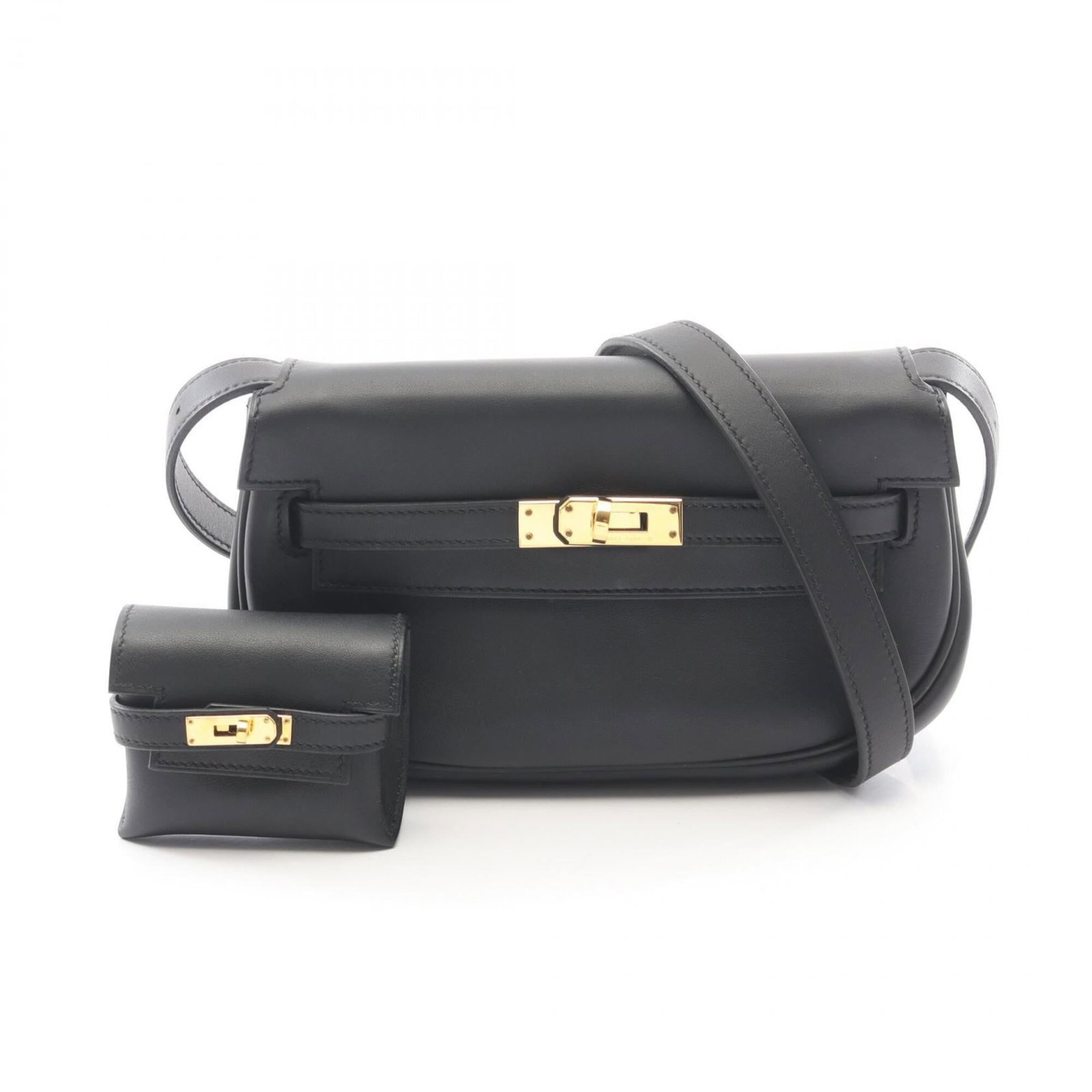 Swift Leather Shoulder Bag Hermes: Swift Leather Shoulder Bag Hermes Swift leather bag from Hermes, featuring a sleek black design with a compact 12cm x 20cm x 6cm size. This shoulder bag is made from high-quality swift leather, a