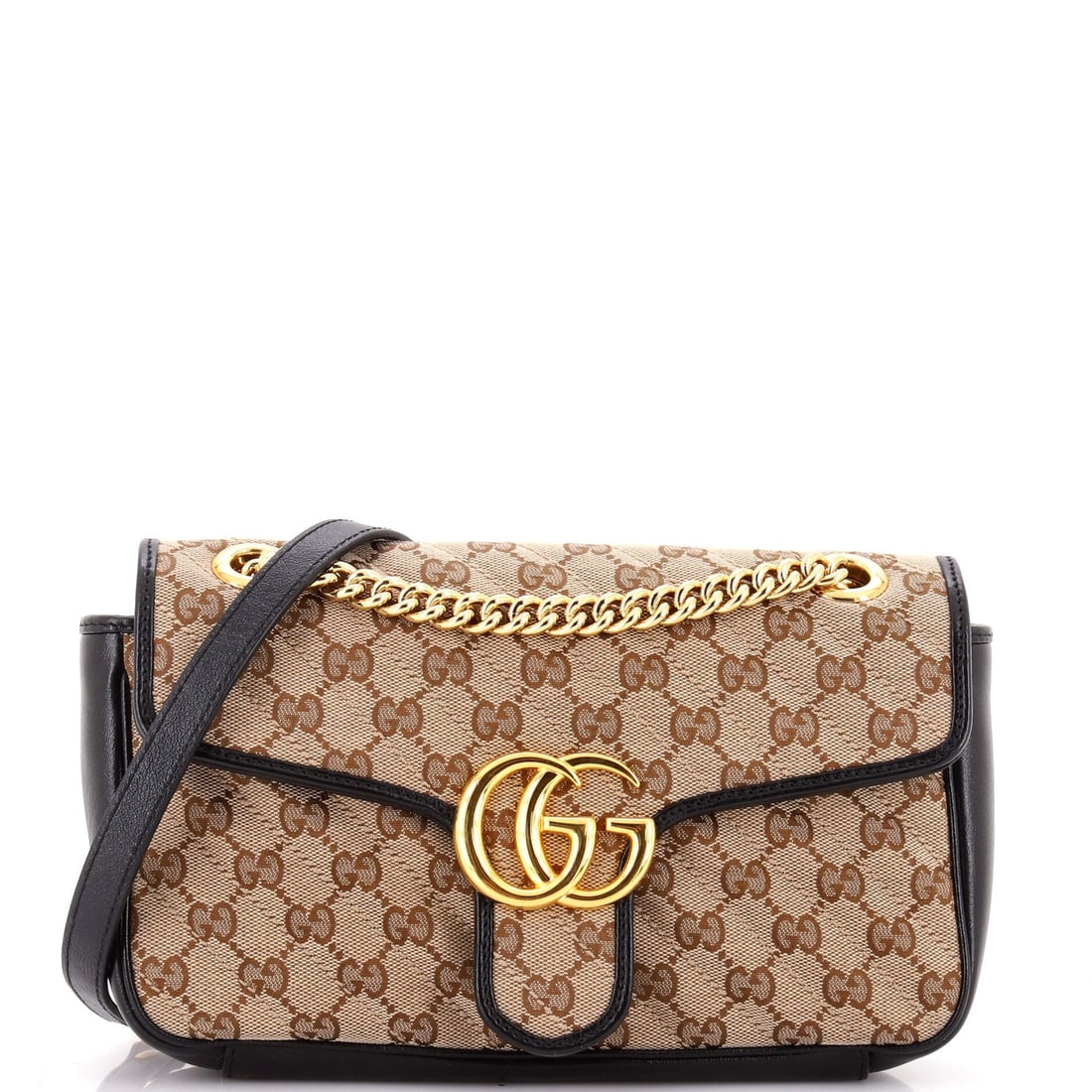 Gucci GG Marmont Flap Quilted Bag Canvas with Leather Small: Gucci GG Marmont Flap Quilted Bag Canvas with Leather Small Canvas and leather come together in this vibrant Multicolor GG Marmont Flap Quilted Bag, featuring a classic shoulder design with a quilted
