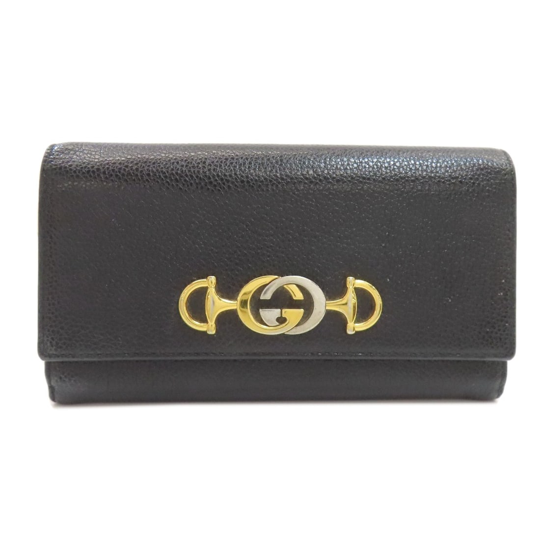 Wallet Continental Long Wallet Leather With Coin Pocket Gucci: Wallet Continental Long Wallet Leather With Coin Pocket Gucci Black leather long wallet with a coin pocket, characteristic of GUCCI's style, features a classic design. The wallet's exterior is made