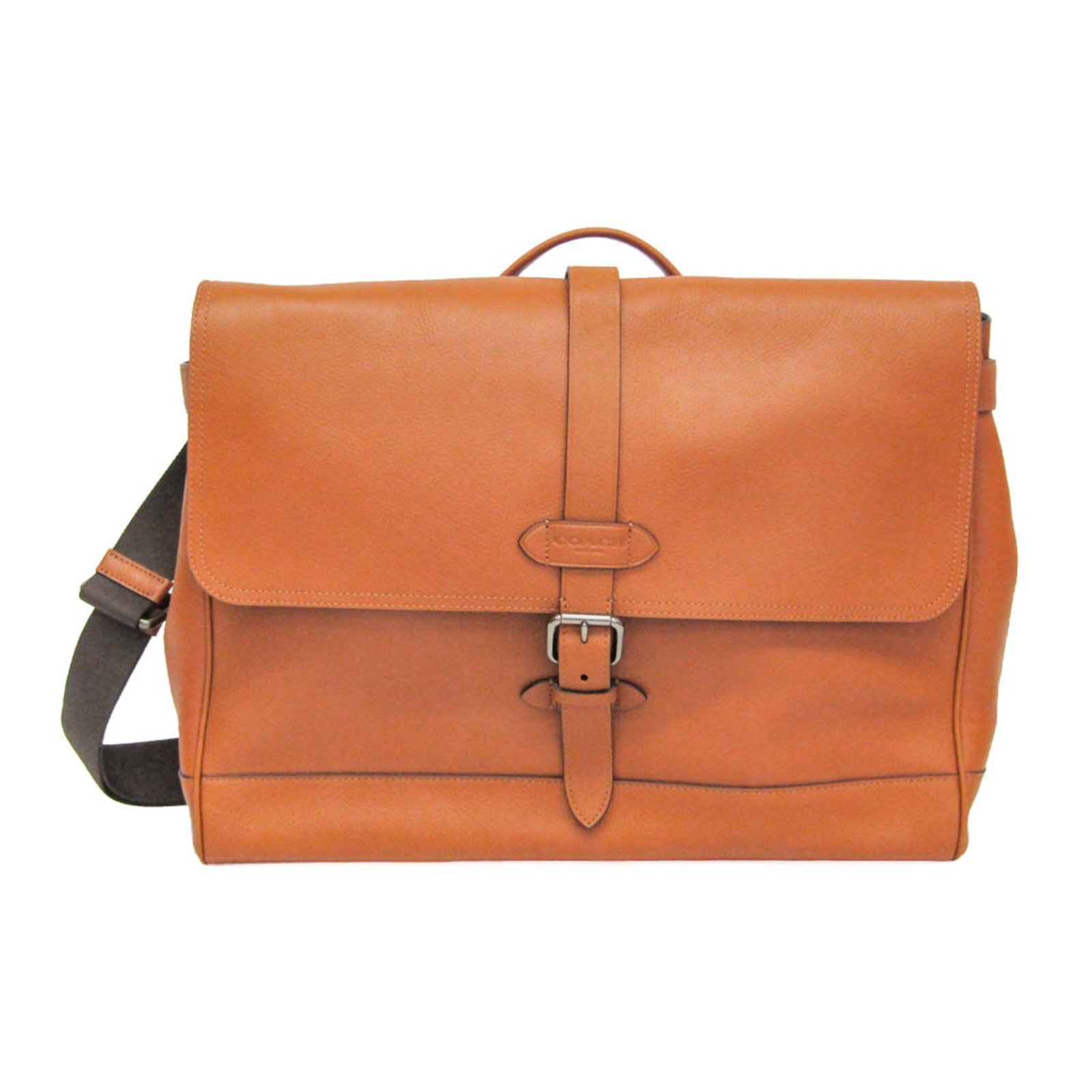 Coach Leather Shoulder Bag Briefcase: Coach Leather Shoulder Bag Briefcase The Coach Leather Shoulder Bag Briefcase is a stylish and practical accessory, featuring a rich brown leather exterior with a flap closure and magnetic snap. With 