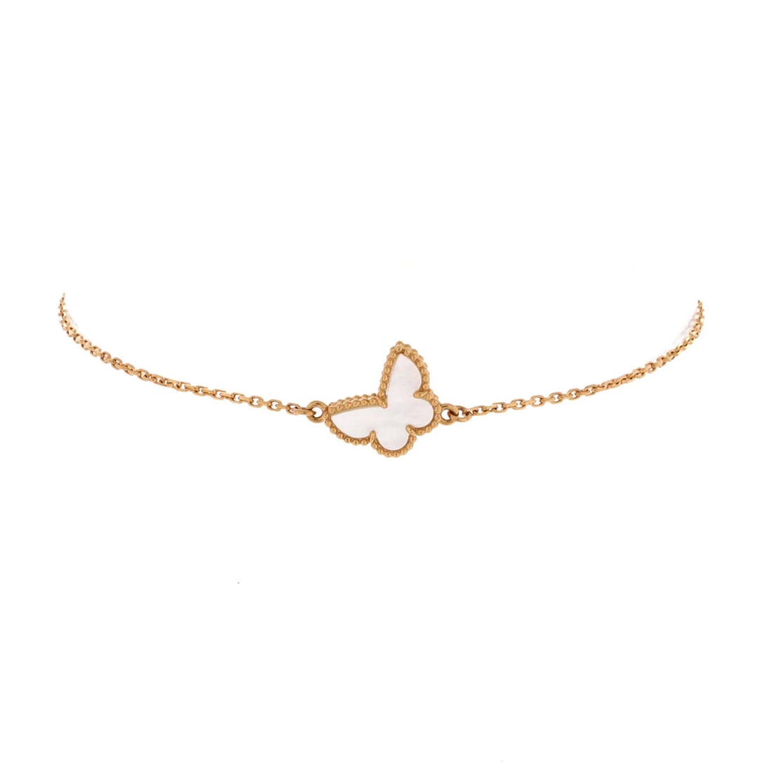 Van Cleef & Arpels Sweet Alhambra Butterfly Bracelet 18K Yellow Gold and Mother: Van Cleef & Arpels Sweet Alhambra Butterfly Bracelet 18K Yellow Gold and Mother 18K Yellow Gold and Mother of Pearl details shine in this Sweet Alhambra Butterfly Bracelet, a delicate and elegant desi