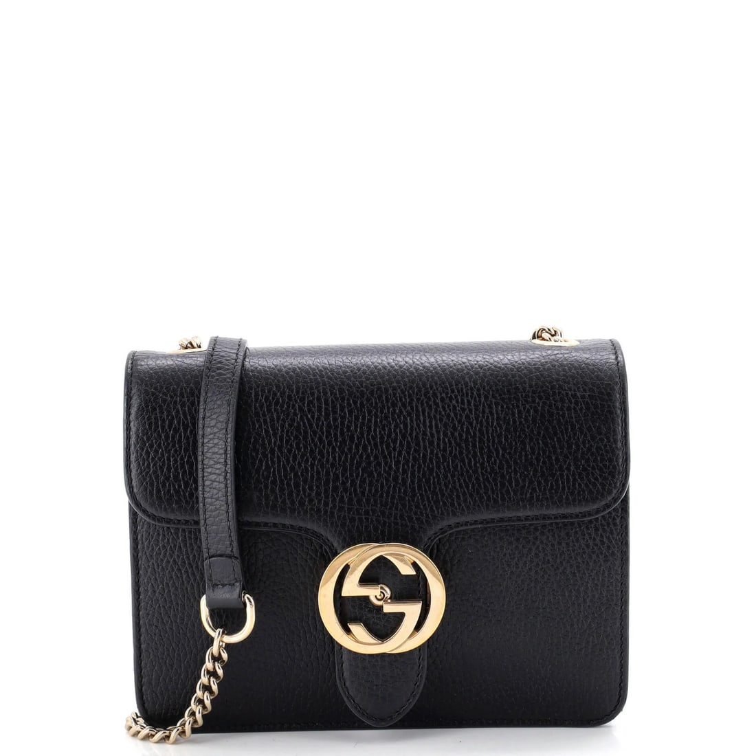 Chain Leather Interlocking Gucci Small Crossbody Bag: Chain Leather Interlocking Gucci Small Crossbody Bag Chain Leather Interlocking Gucci Small Crossbody Bag. This Gucci small crossbody bag features an interlocking chain design in black leather, with a