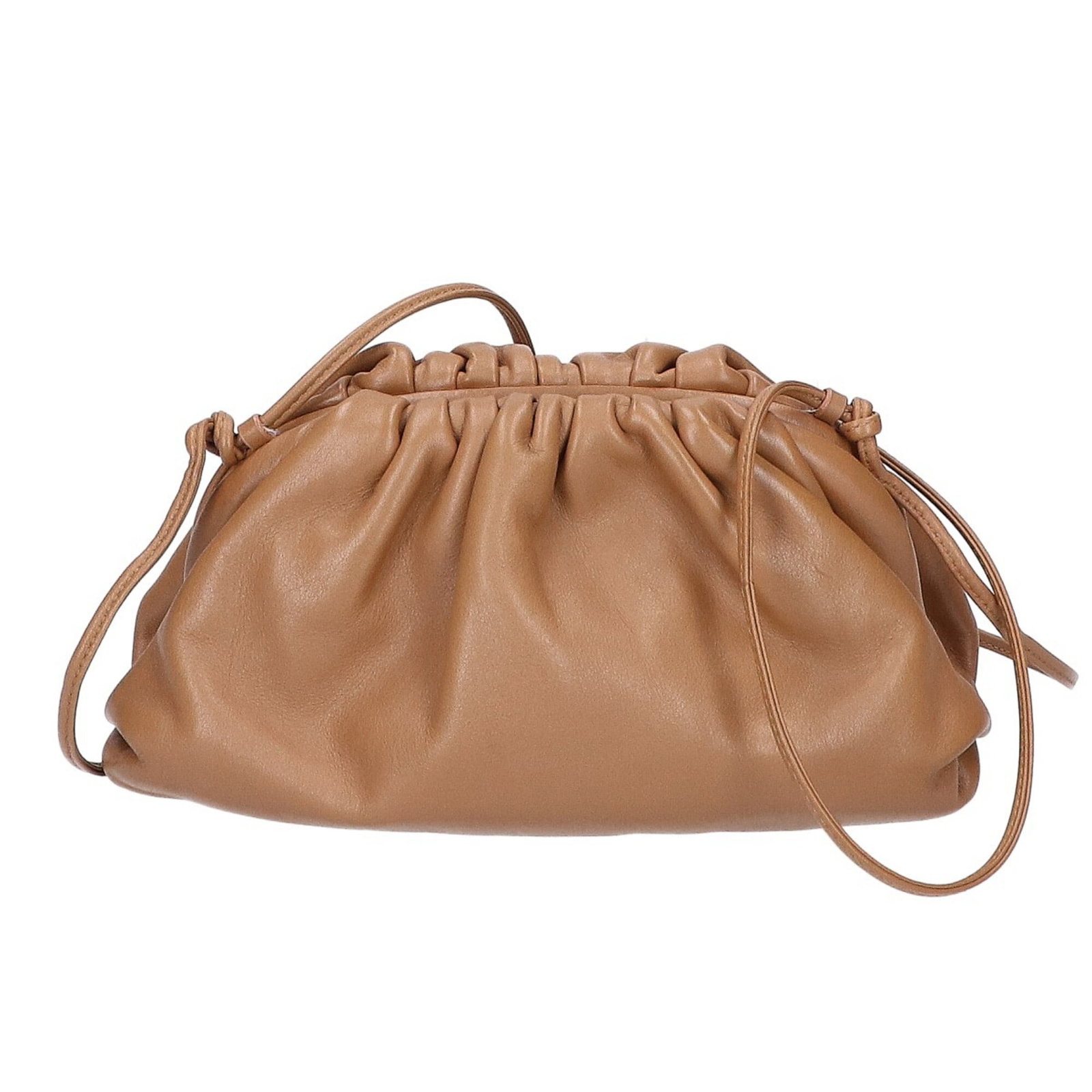 Shoulder Bag Leather Pouch Bottega Veneta: Shoulder Bag Leather Pouch Bottega Veneta Dark beige calfskin leather shoulder bag with a sleek, structured design. Measuring 13cm x 22cm x 5cm, this Bottega Veneta pouch offers a stylish and compact