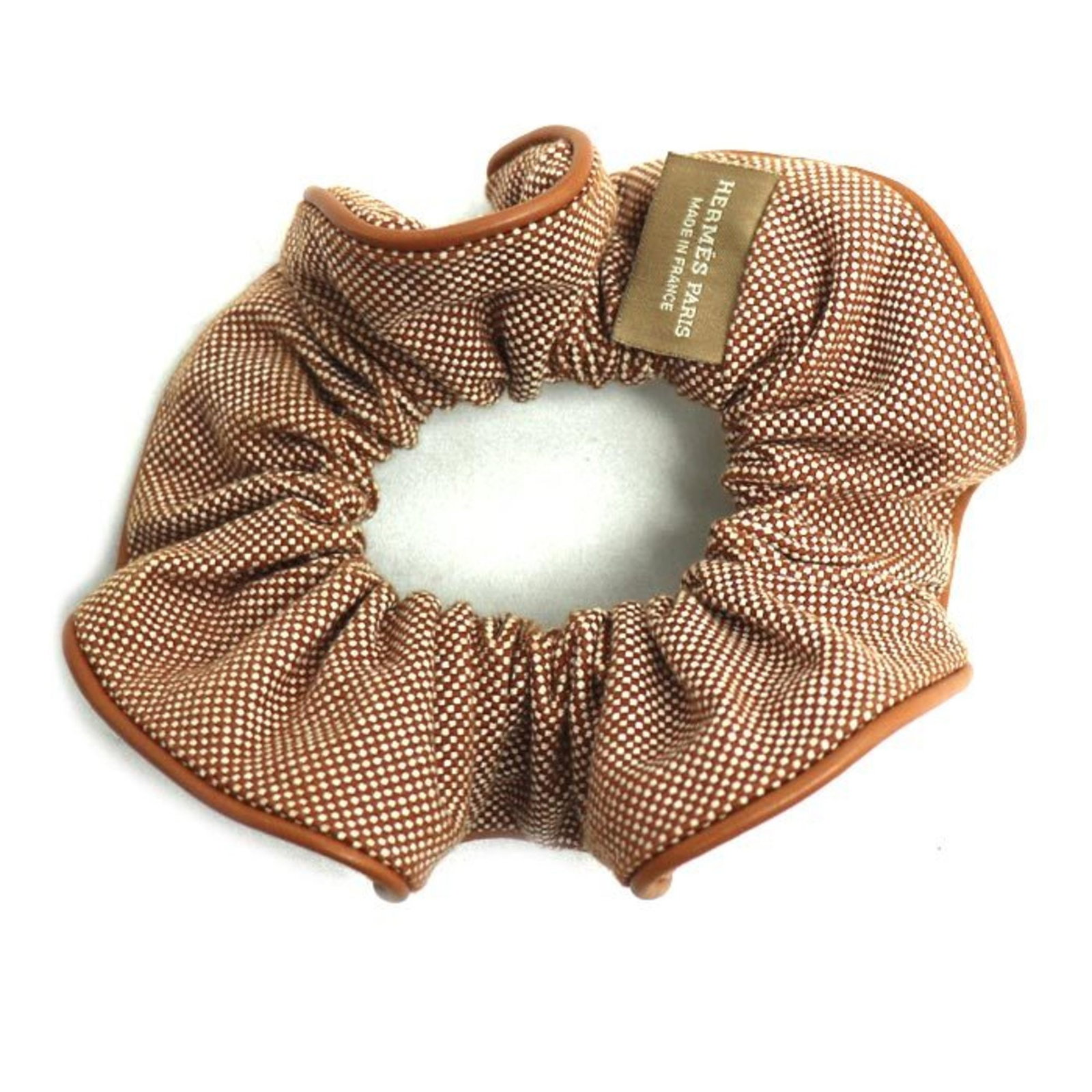 Cotton Leather Scrunchie Hermes - 3