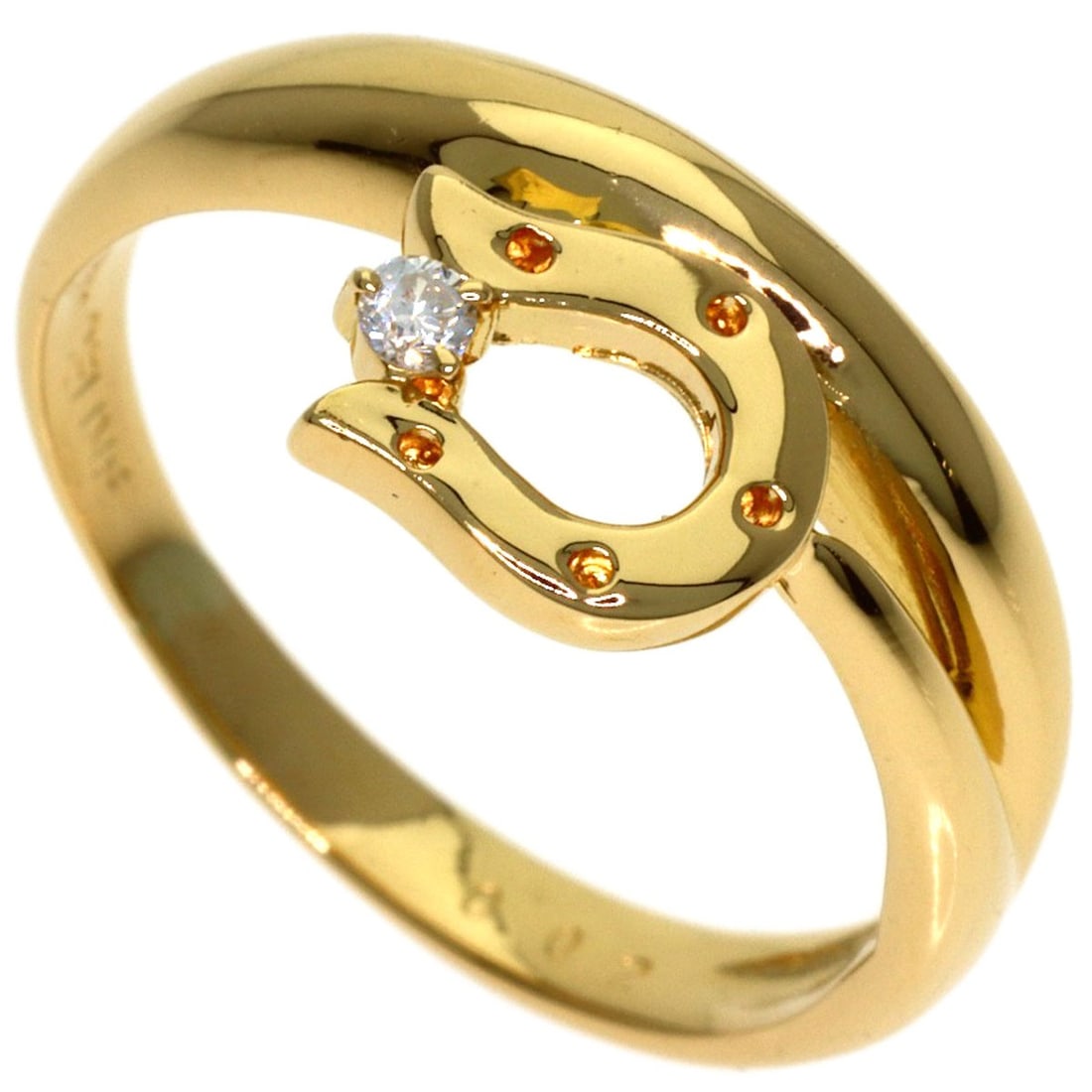 K18 Yellow Gold Diamond 1P Horseshoe Ring Celine (1 of 8)