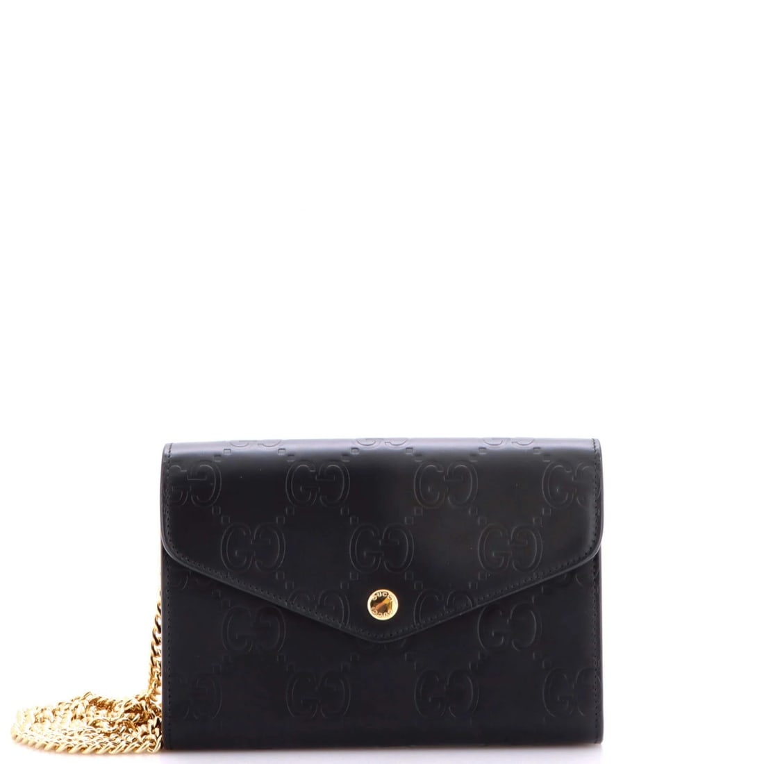 Chain Wallet Gucci on Guccissima Leather: Chain Wallet Gucci on Guccissima Leather Chain Wallet on Chain Guccissima Leather, a sleek and sophisticated accessory from Gucci. This envelope wallet boasts a striking black exterior made from high-