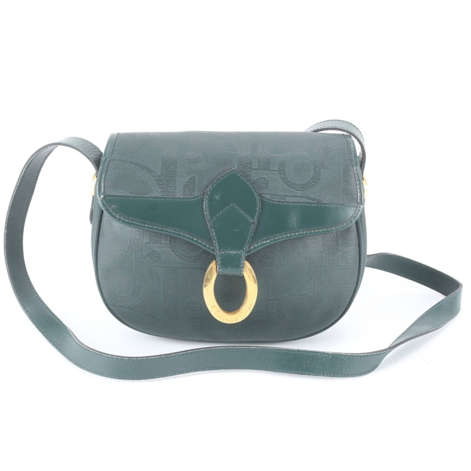 Christian Dior Crossbody Bag Leather Tote Shoulder: Christian Dior Crossbody Bag Leather Tote Shoulder Dark green leather Christian Dior crossbody bag with a shoulder strap, measuring 18cm x 20cm x 5cm, offers a stylish and versatile tote solution.
