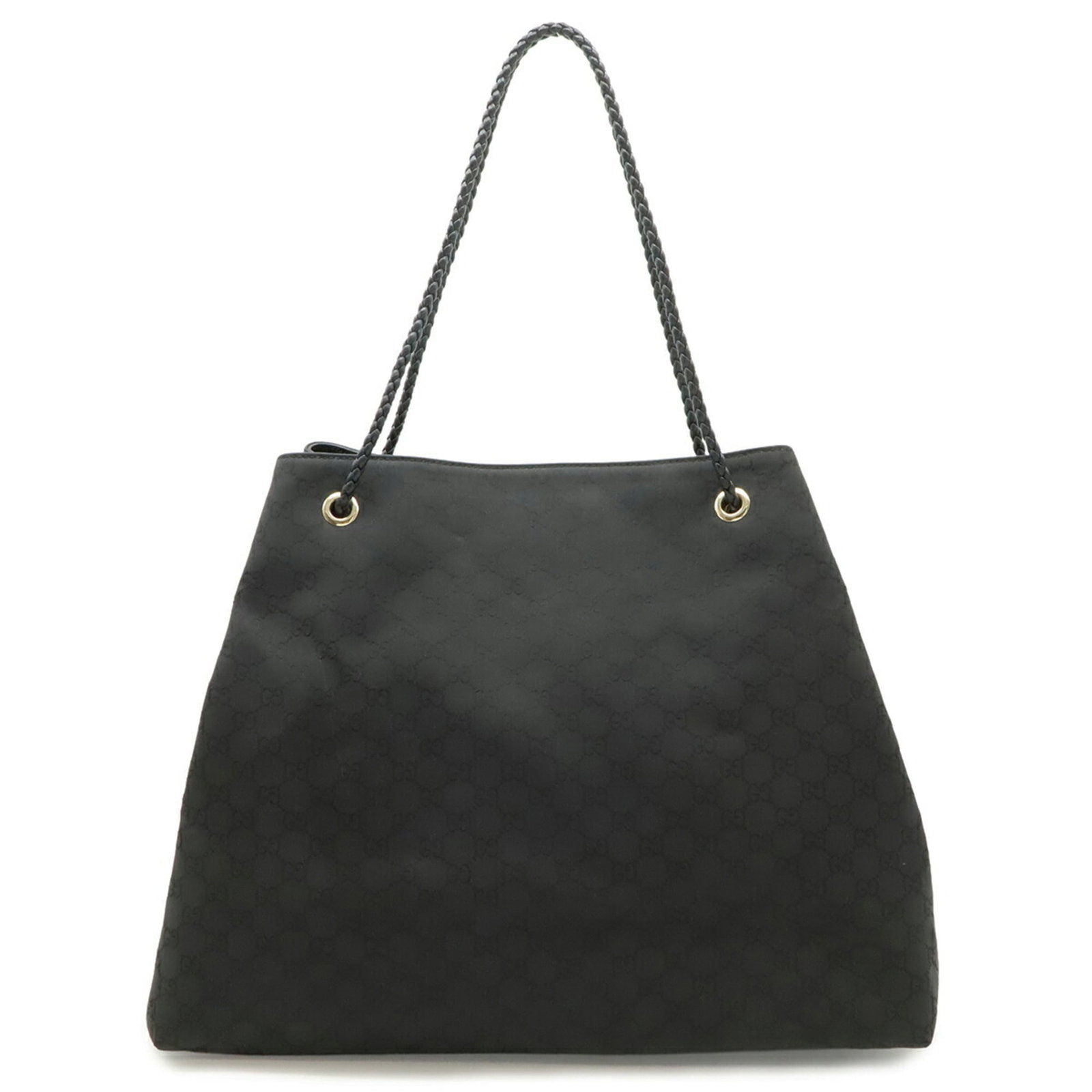 Nylon Leather Shoulder Bag Tote Bag Gucci: Nylon Leather Shoulder Bag Tote Bag Gucci Nylon and leather combine in this sleek Gucci shoulder bag, featuring a classic black color with gold hardware. The bag's 34cm x 42cm x 14.5cm dimensions