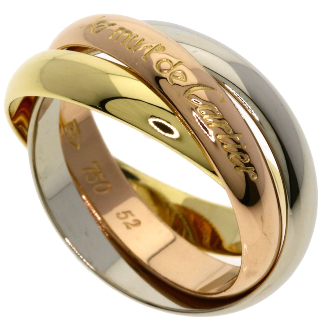 Cartier Trinity #52 Ring K18 Yellow Gold 18K Pink Gold: Cartier Trinity #52 Ring K18 Yellow Gold 18K Pink Gold Cartier Trinity #52 Ring in K18 Yellow Gold, a masterful blend of style and craftsmanship, boasts a sleek, 18K pink gold exterior that complement