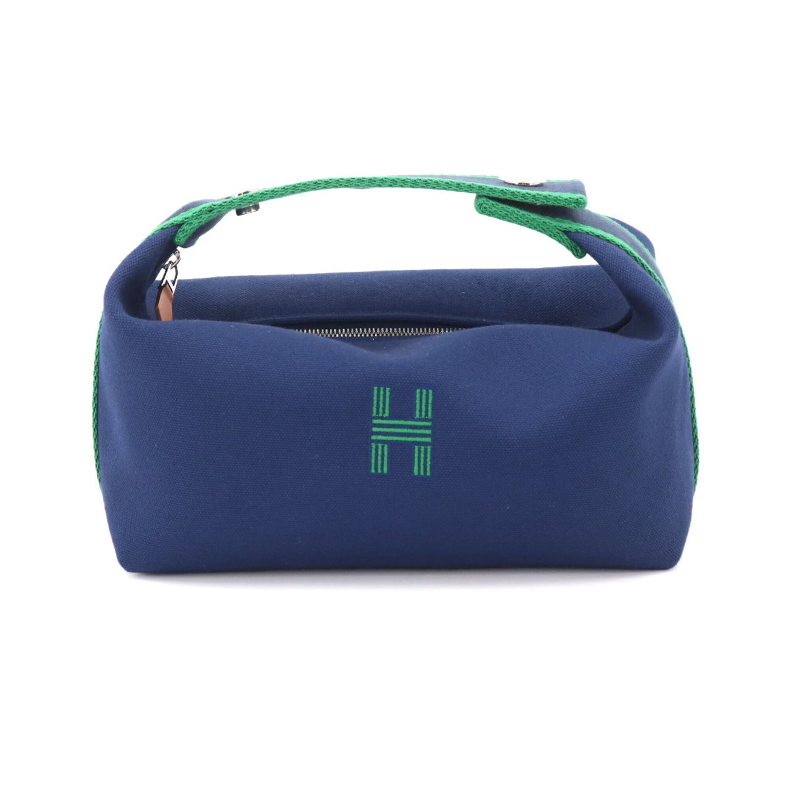 Hermes Handbag Toile Pouch: Hermes Handbag Toile Pouch Toile Pouch by Hermes: A stylish and compact accessory, this black, blue marine, or green Toile Pouch measures 10cm x 20cm x 12cm and features the iconic Hermes design.