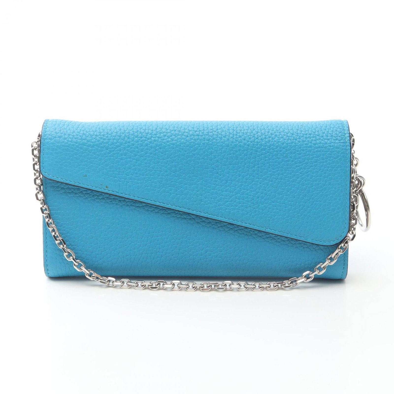 Christian Dior Chain/ Shoulder Wallet Leather: Christian Dior Chain/ Shoulder Wallet Leather Chain/Shoulder wallet from Christian Dior's Diorissimo line, featuring a sleek blue leather design with a chain strap for effortless carrying. This