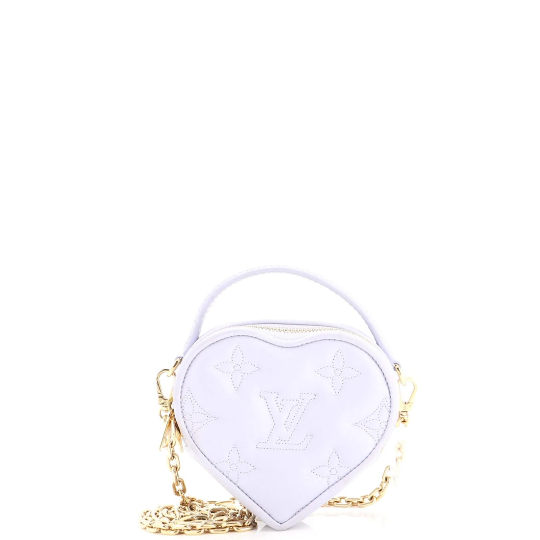 Bubblegram Leather Pouch My Pop Vuitton Louis: Bubblegram Leather Pouch My Pop Vuitton Louis Purple Louis Vuitton Pop My Heart Pouch Bag with Bubblegram Leather Exterior, featuring a minor corner wear and creases, and gold hardware, measures 4"
