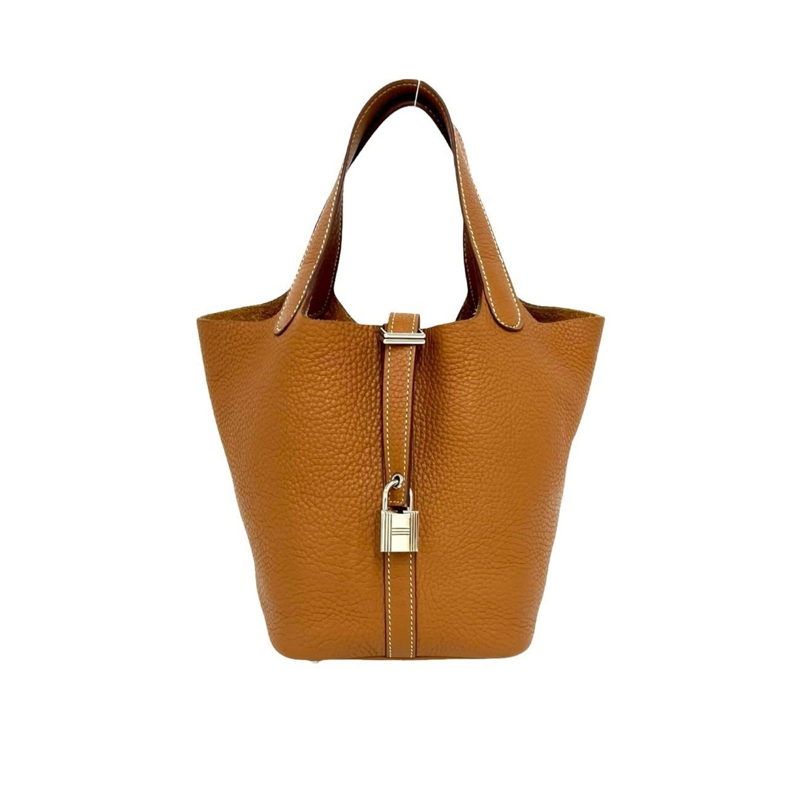 Clemence Leather Handbag Taurillon Hermes: Clemence Leather Handbag Taurillon Hermes Taurillon clemence leather handbag from Hermes, featuring a classic design with a brown color and precise dimensions of 18cm x 13cm x 18cm. The bag's