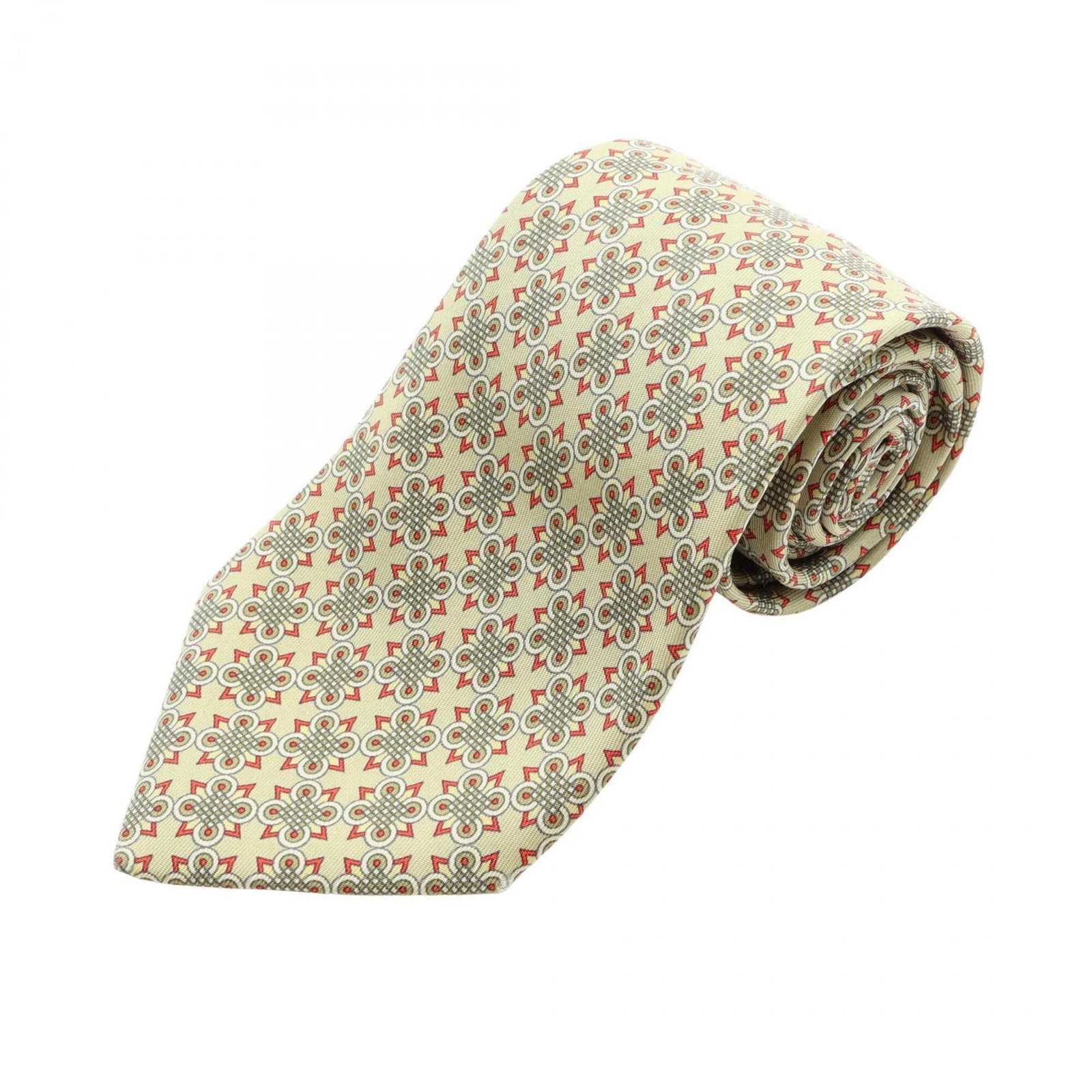 Silk Cravat Hermes: Silk Cravat Hermes Silk Cravat in Green, Multi-color, and Red, measuring 143cm in length, made from high-quality silk material. This cravat bears a signature, adding a touch of elegance to any outfit.