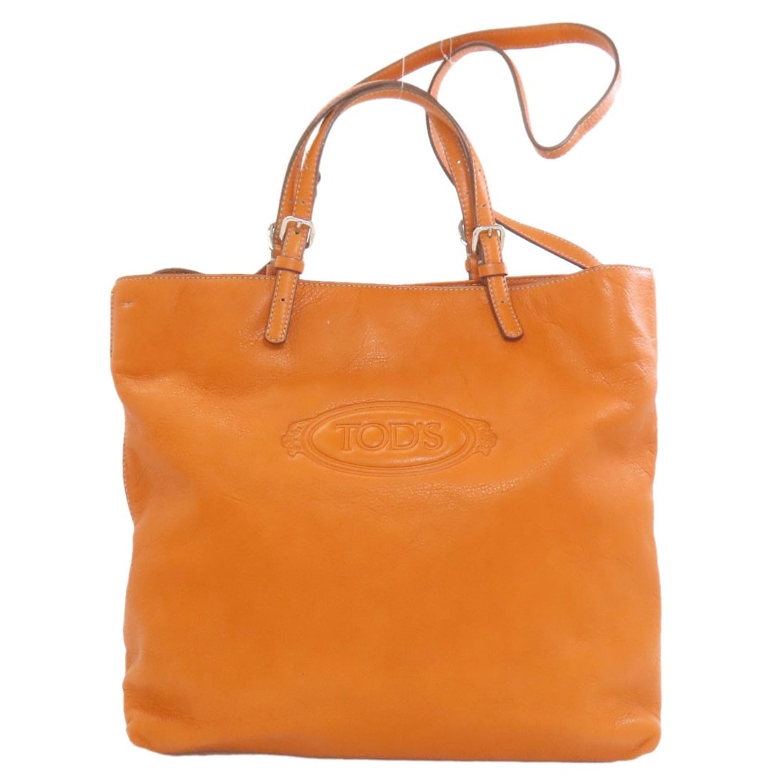 Tods 2Way Tote Bag Leather: Tods 2Way Tote Bag Leather Orange leather Tods 2Way Tote Bag with vibrant exterior color. Made from high-quality leather, this tote bag features a classic design with a 2Way style. The bold orange