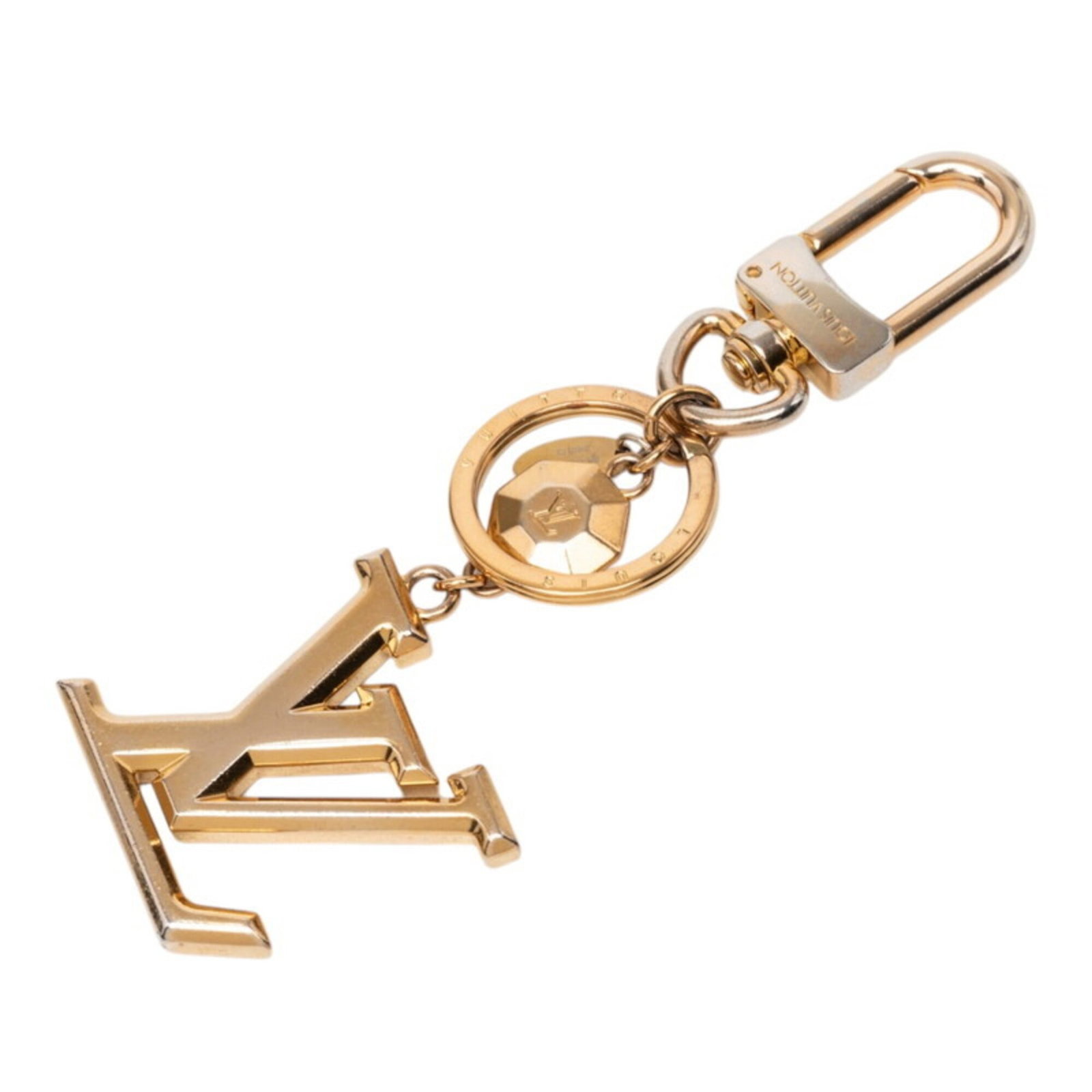 Keyring from Louis Vuitton: Keyring from Louis Vuitton Gold Louis Vuitton keyring with a sleek 11cm design, featuring a classic M65216 style that adds a touch of luxury to any outfit. This stylish accessory is made of
