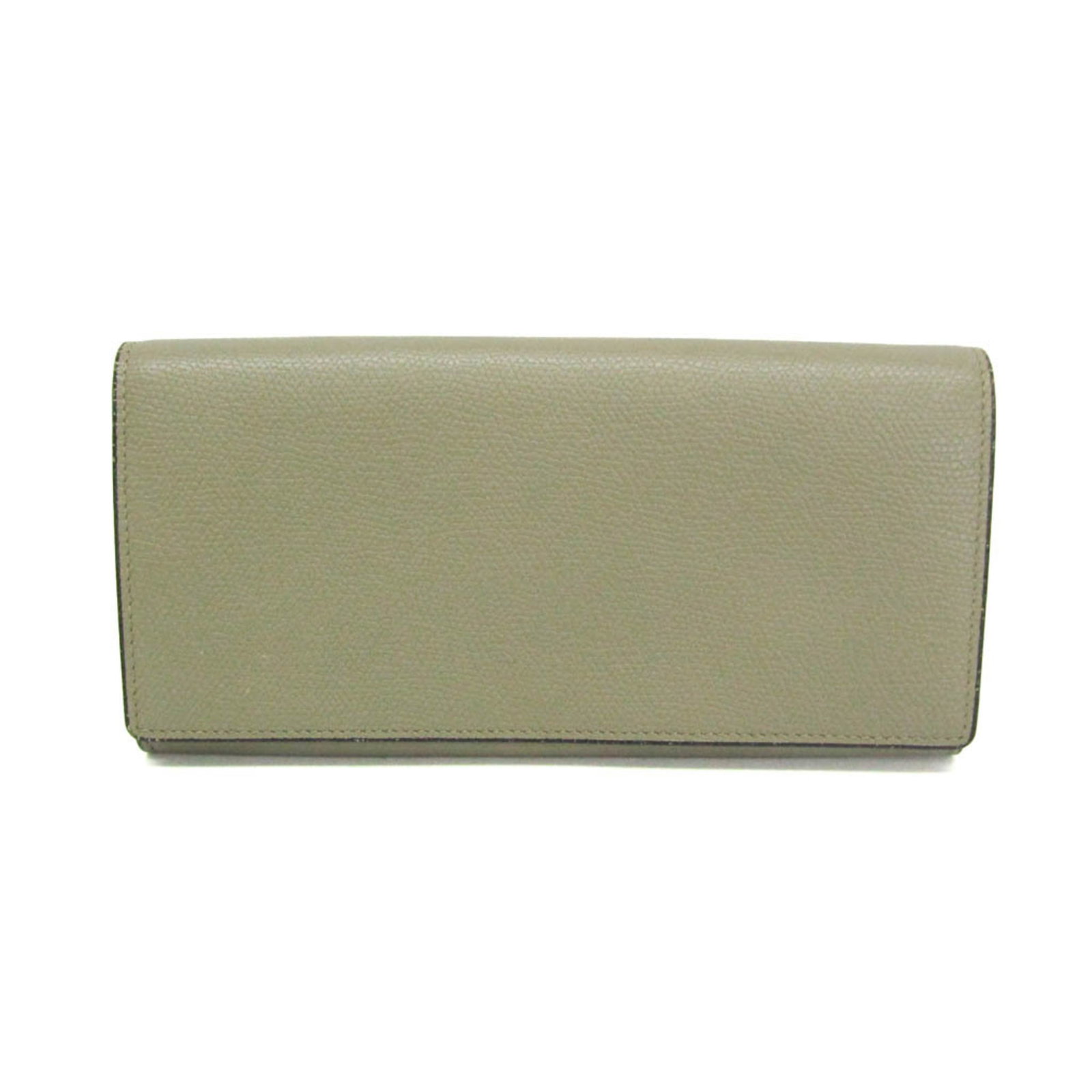 Valextra Long Wallet (Bi-Fold) Leather: Valextra Long Wallet (Bi-Fold) Leather The Valextra Long Wallet features a sleek green leather design with a flap closure and snap fastener. This bi-fold wallet includes a coin purse, 12 card slots, a