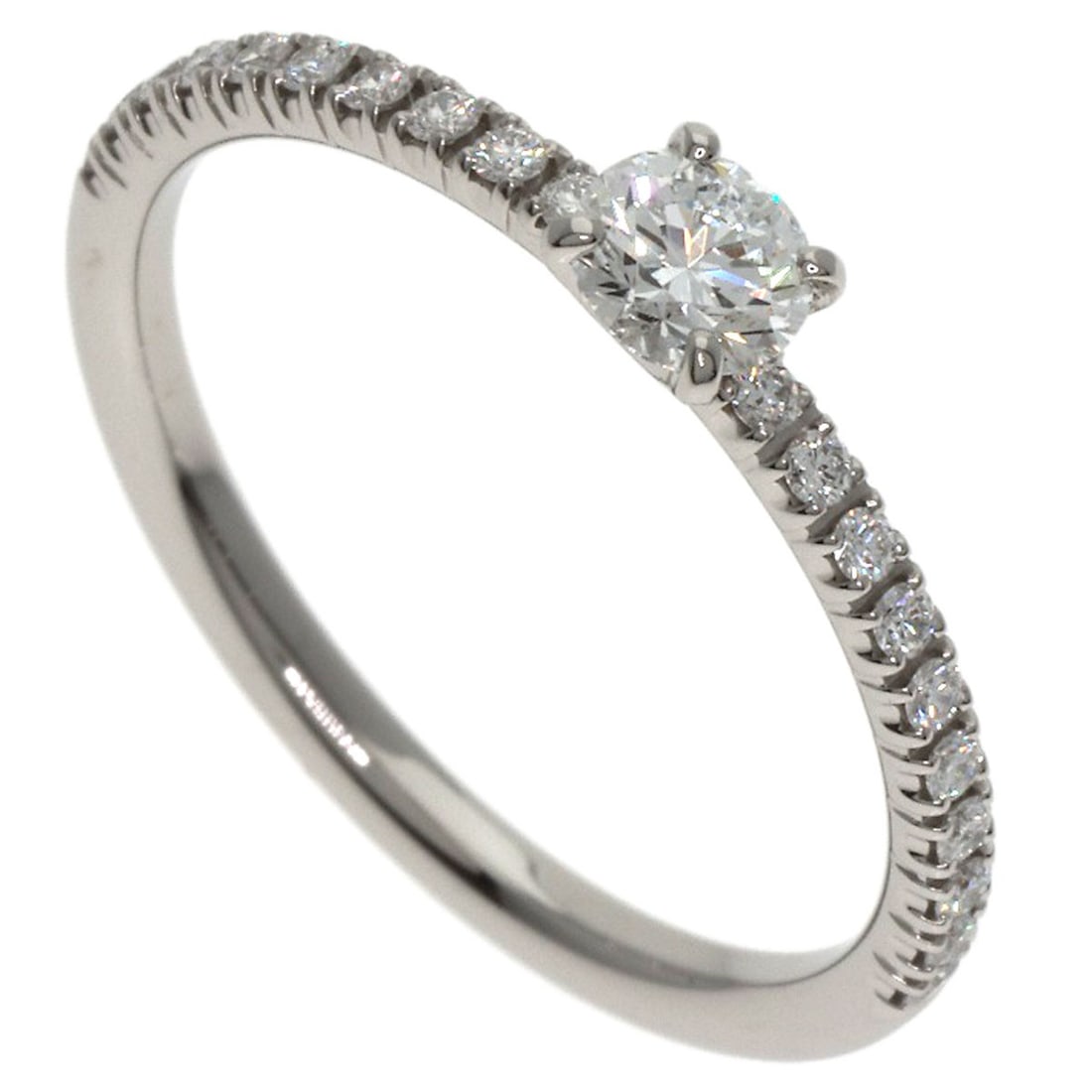Diamond Solitaire Ring Pt950 Platinum Cartier Ettacel #47: Diamond Solitaire Ring Pt950 Platinum Cartier Ettacel #47 Platinum Cartier Ettacel #47 diamond solitaire ring boasts a stunning silver metal setting, showcasing a 0.18ct D-color diamond. This elegant