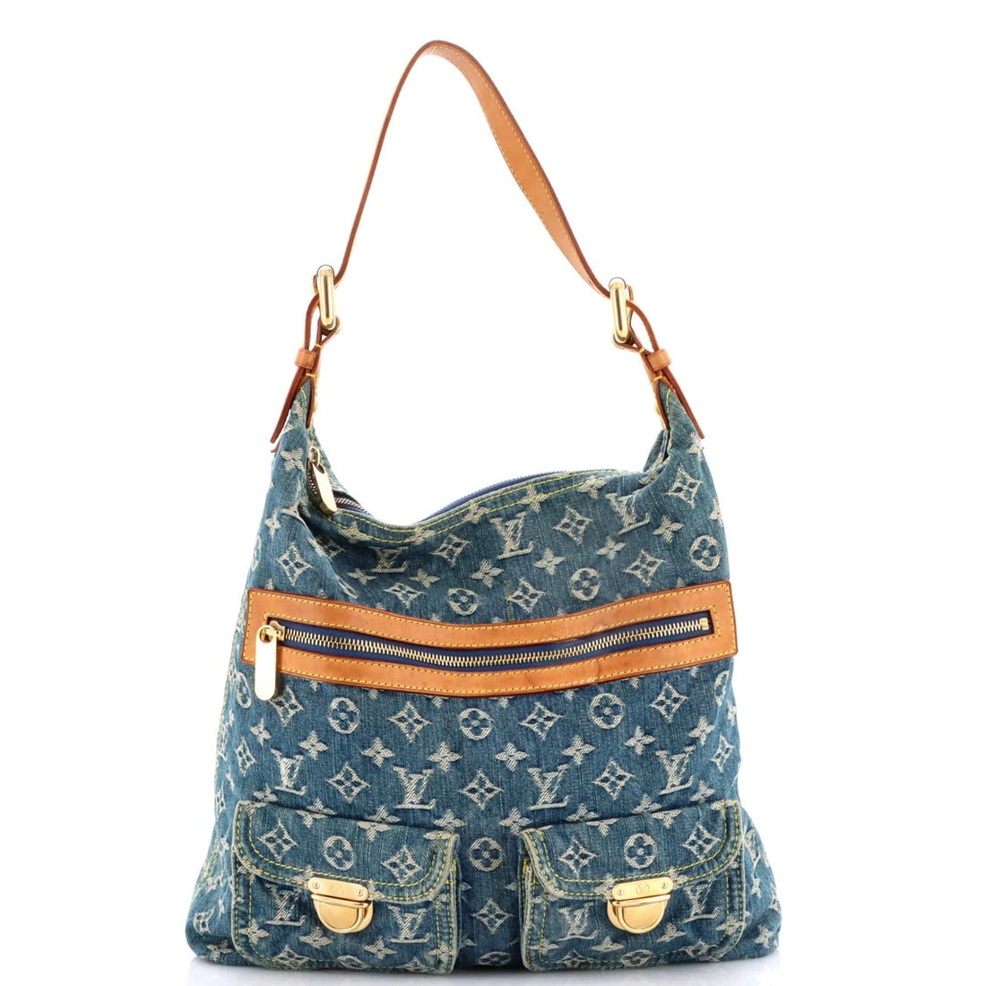 Louis Vuitton Handbag Baggy Denim: Louis Vuitton Handbag Baggy Denim Blue Louis Vuitton Baggy Denim Handbag with Gold Hardware. This baggy denim handbag features a distinctive blue exterior with gold hardware, measuring 13.5" tall and