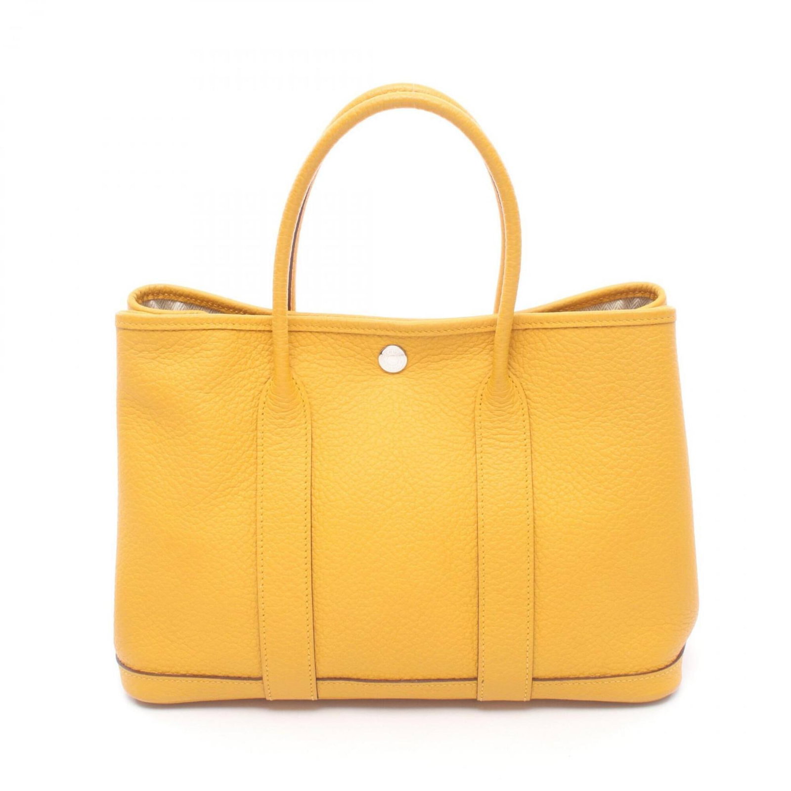 Handbag Tote Bag Country Leather Hermes: Handbag Tote Bag Country Leather Hermes Country leather tote bag from Hermes features a bright yellow color and a classic design. Made from high-quality country leather, this bag measures 21cm x 30cm