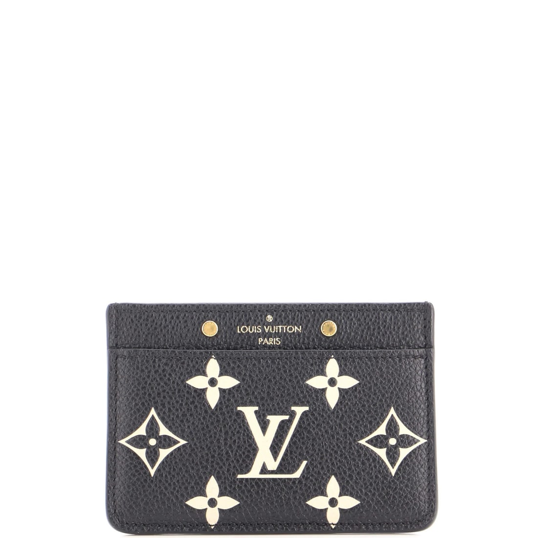 Louis Vuitton Giant Monogram Bicolor Card Holder: Louis Vuitton Giant Monogram Bicolor Card Holder Black leather card holder with a bold, giant monogram pattern. This Louis Vuitton card holder boasts a striking bicolor design, adding a touch of