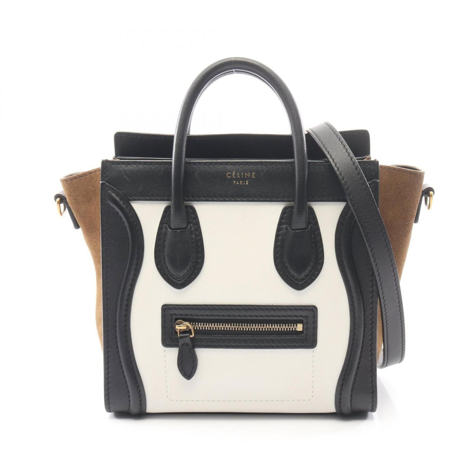Celine Handbag Leather: Celine Handbag Leather The Celine Handbag Leather is a sleek and sophisticated accessory, available in three stylish colors: Black, Khaki, and White. Made from high-quality leather, this compact