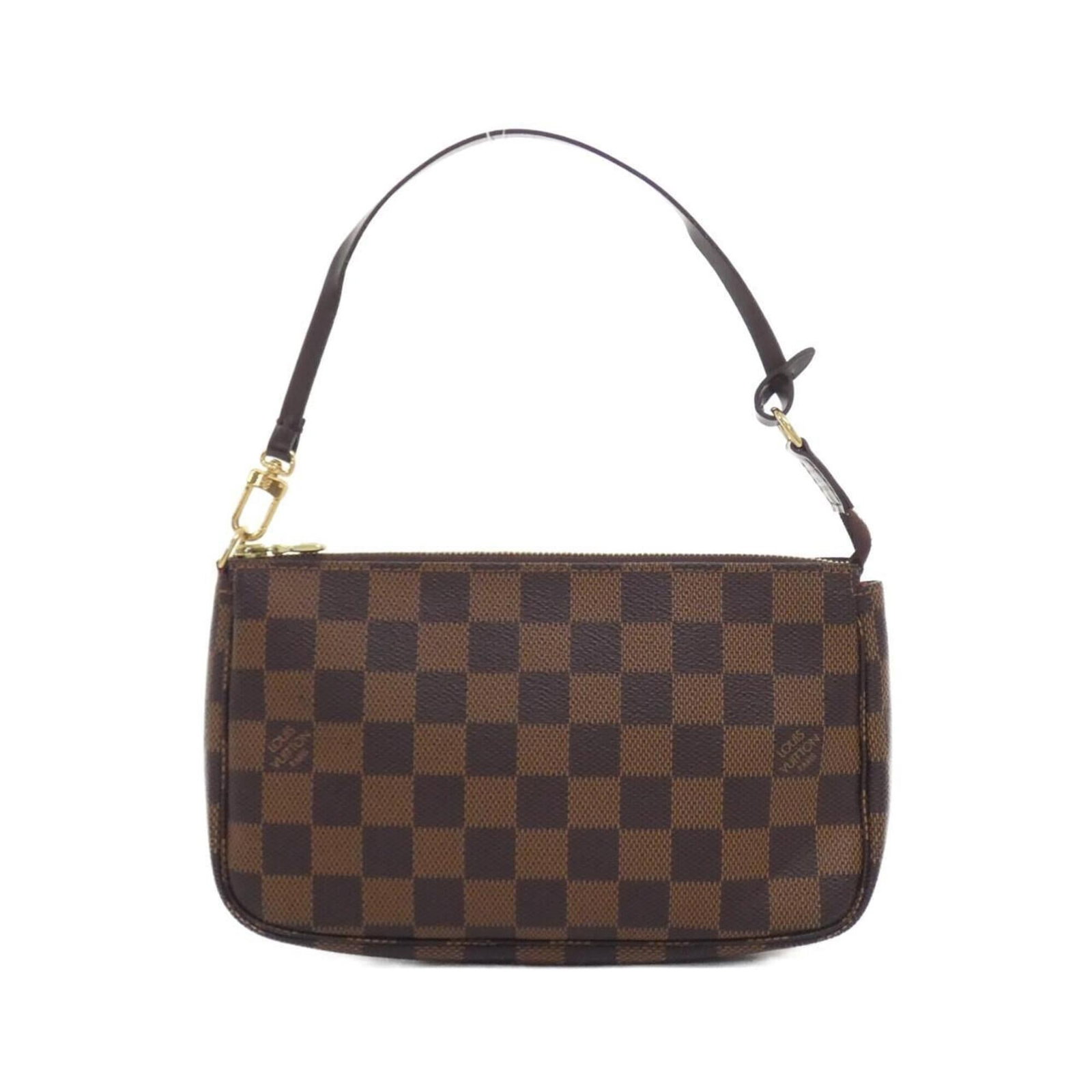 Canvas Pochette Coated Louis Vuitton: Canvas Pochette Coated Louis Vuitton Canvas Pochette Coated Louis Vuitton bears a signature. This women's pochette features coated canvas material, Ebene color, and gold hardware. Its compact size