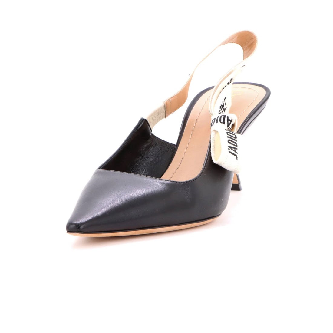 Women's Leather Pumps Slingback J'Adior 65 By Christian Dior: Women's Leather Pumps Slingback J'Adior 65 By Christian Dior Black leather J'Adior slingback pumps from Christian Dior, featuring a classic design with gold hardware and neutral interior. The shoes