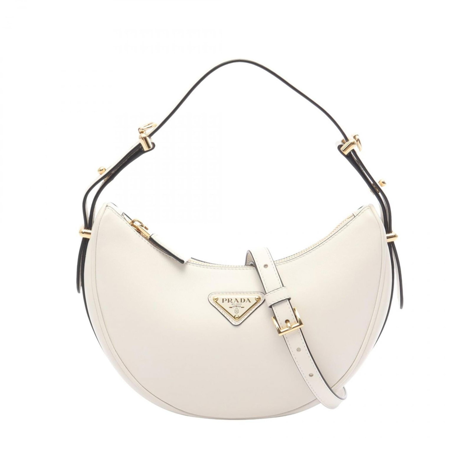Handbag Leather Prada: Handbag Leather Prada White Prada leather handbag with dimensions 13.5cm x 22cm x 6cm. This handbag is made of high-quality leather and features a classic design. The bag bears a signature, a notable 