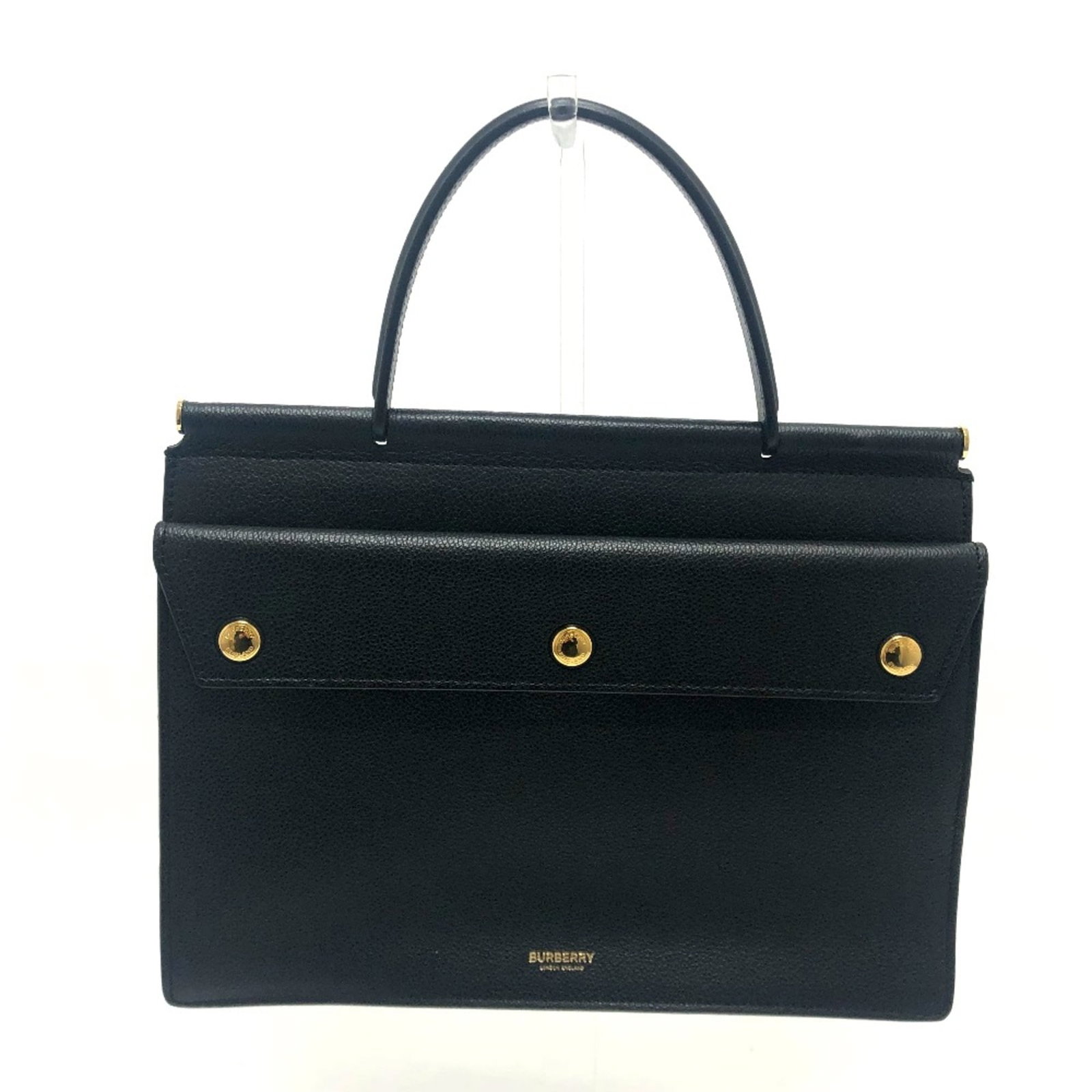 Burberry Handbag Leather: Burberry Handbag Leather Black leather handbag from Burberry, measuring 23cm x 30cm x 5cm. Made from high-quality leather, this classic design is a timeless addition to any wardrobe. The bag's sleek