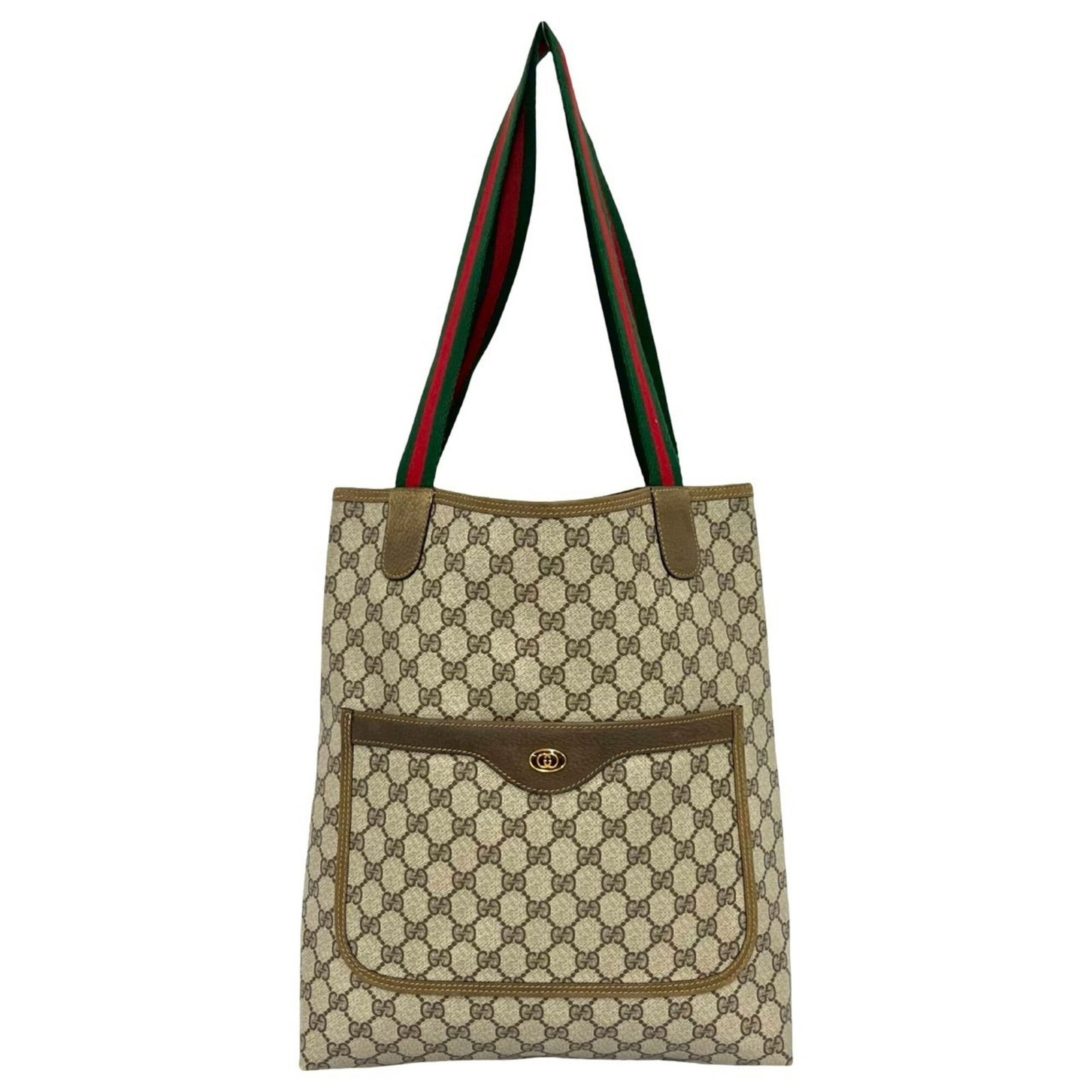 Pvc Leather Handbag Tote Bag: Pvc Leather Handbag Tote Bag PVC and leather blend creates a unique, modern look in this Gucci-style tote bag. The bag's brown, green, and red color options add a pop of personality to any outfit. Wit
