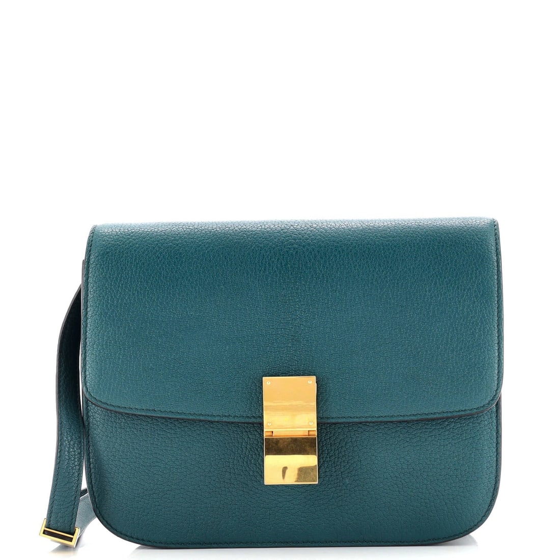 Classic Box Bag Grainy Leather Medium Celine: Classic Box Bag Grainy Leather Medium Celine Classic Box Bag Grainy Leather Medium Celine in Green. This medium-sized cross body bag features a grainy leather exterior in a rich green color, with